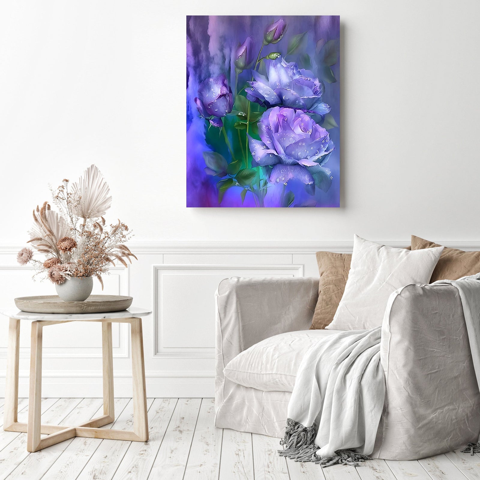 Beautiful Fantasy Colorful Shine Rose | Diamond Painting Displayed as Home Decor