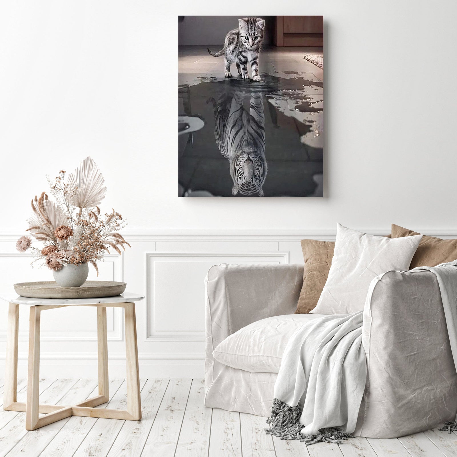 Cat Or Tiger | Diamond Painting Displayed as Home Decor