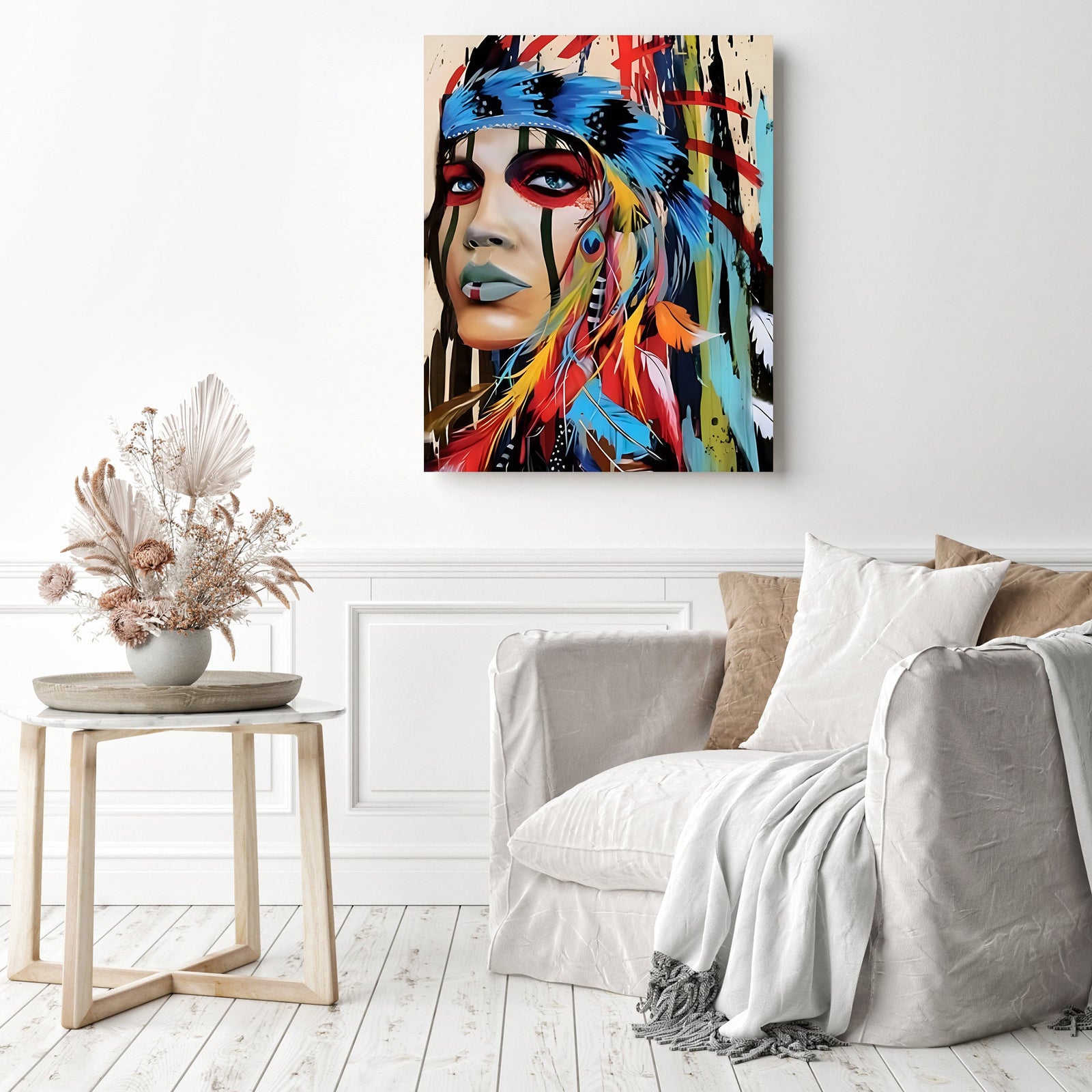 Modern Art Indian Style Portrait | Diamond Painting Displayed as Home Decor