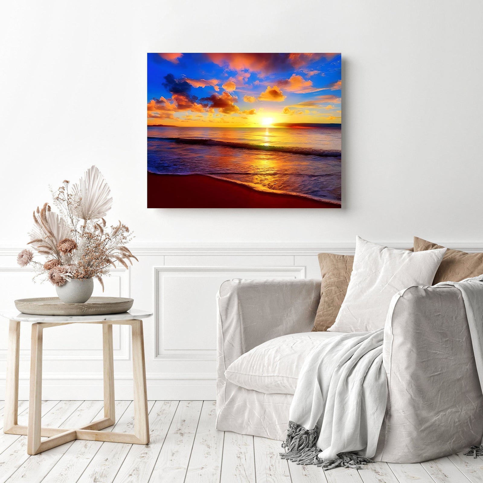 Fantastic Sunset Sea Beach Summer | Diamond Painting Displayed as Home Decor