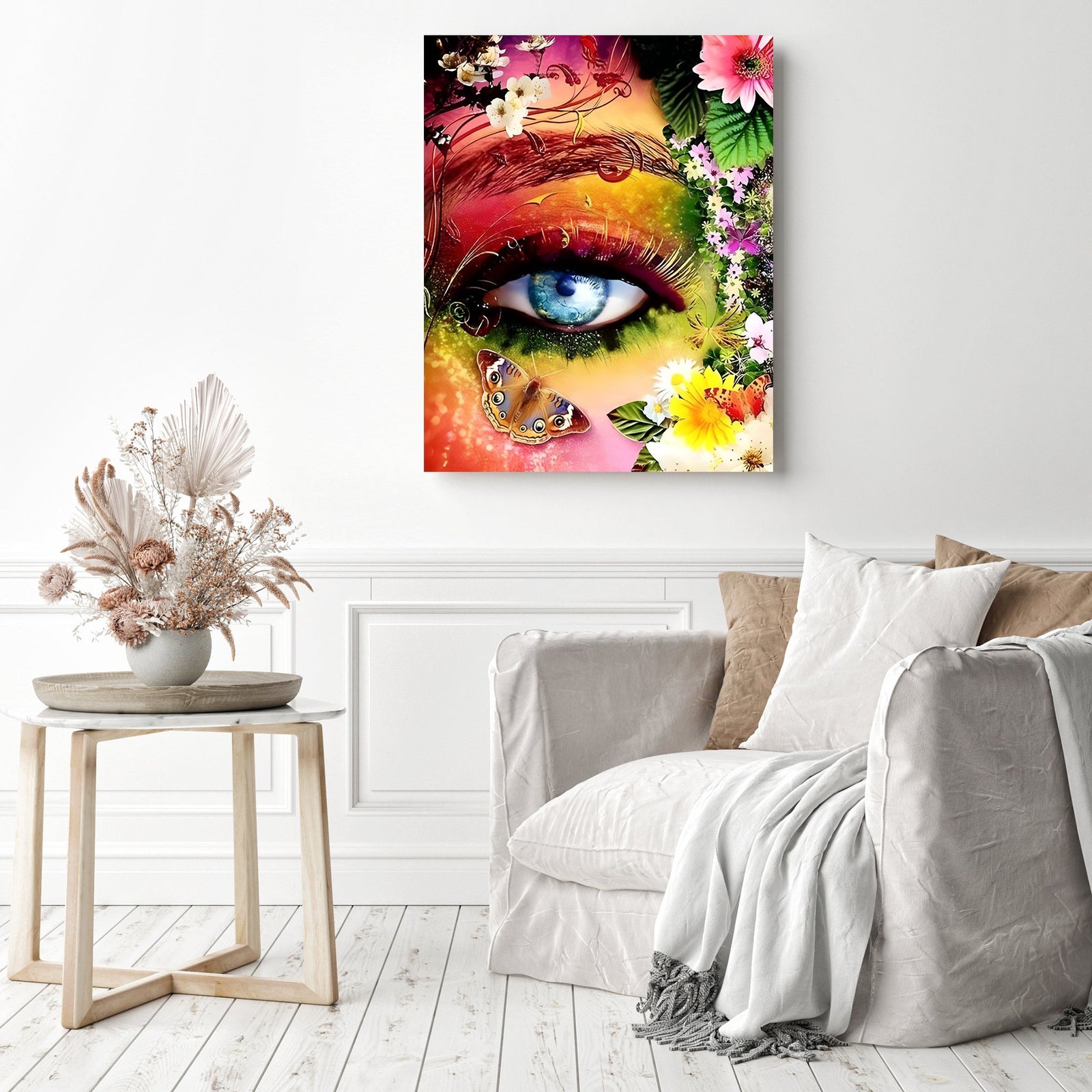 Beautiful Colorful Eyes Butterfly | Diamond Painting Displayed as Home Decor