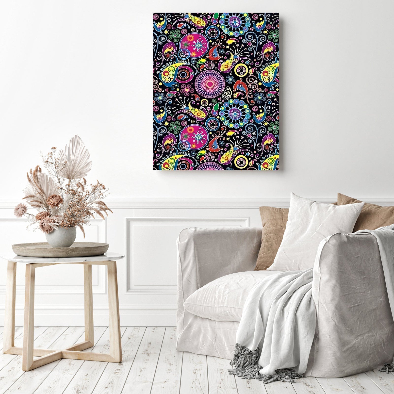 Rhinestone Art Abstract Pattern | Diamond Painting Displayed as Home Decor