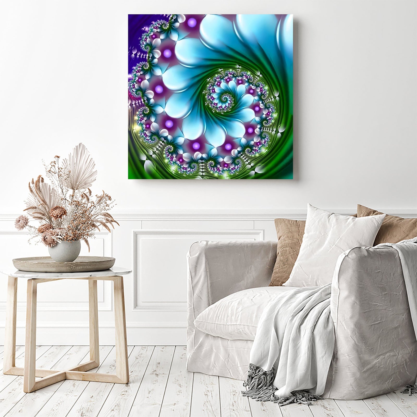 Crystal Abstract Mandala | Diamond Painting Displayed as Home Decor