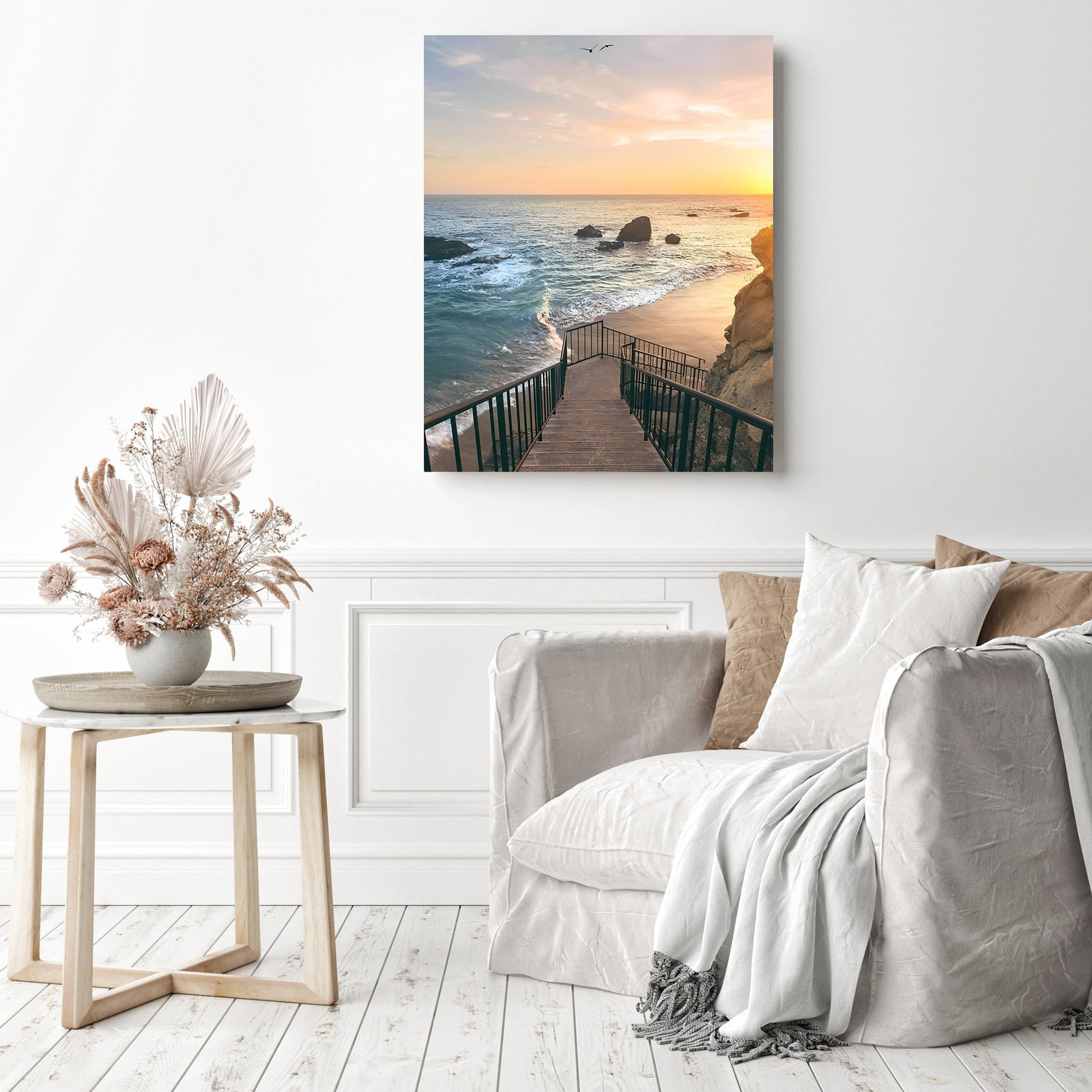 Beautiful Seaside Bridge | Diamond Painting Displayed as Home Decor