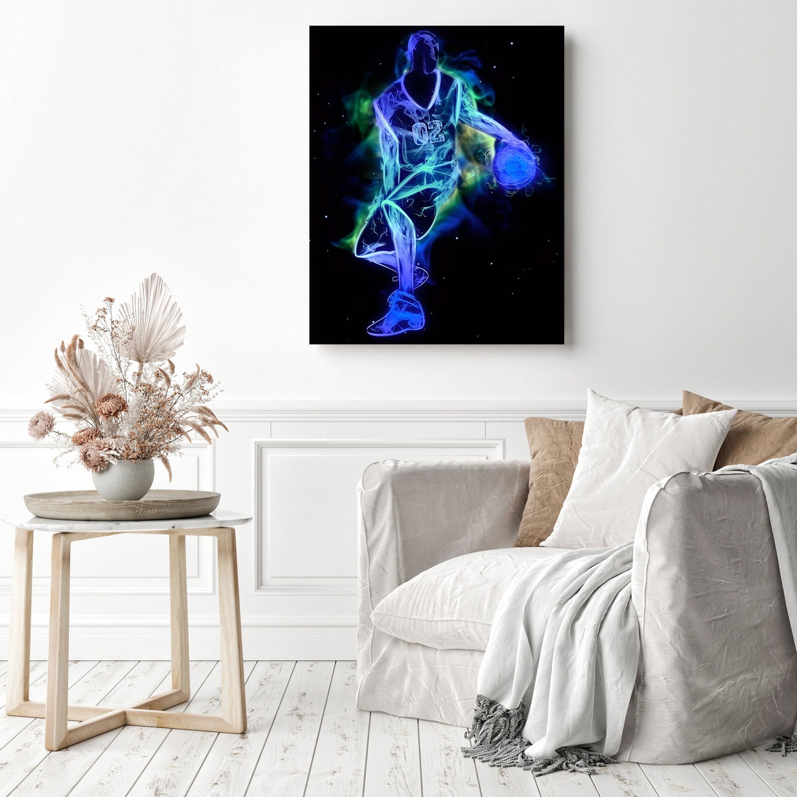 Fantastic Dream Play Basketball | Diamond Painting Displayed as Home Decor