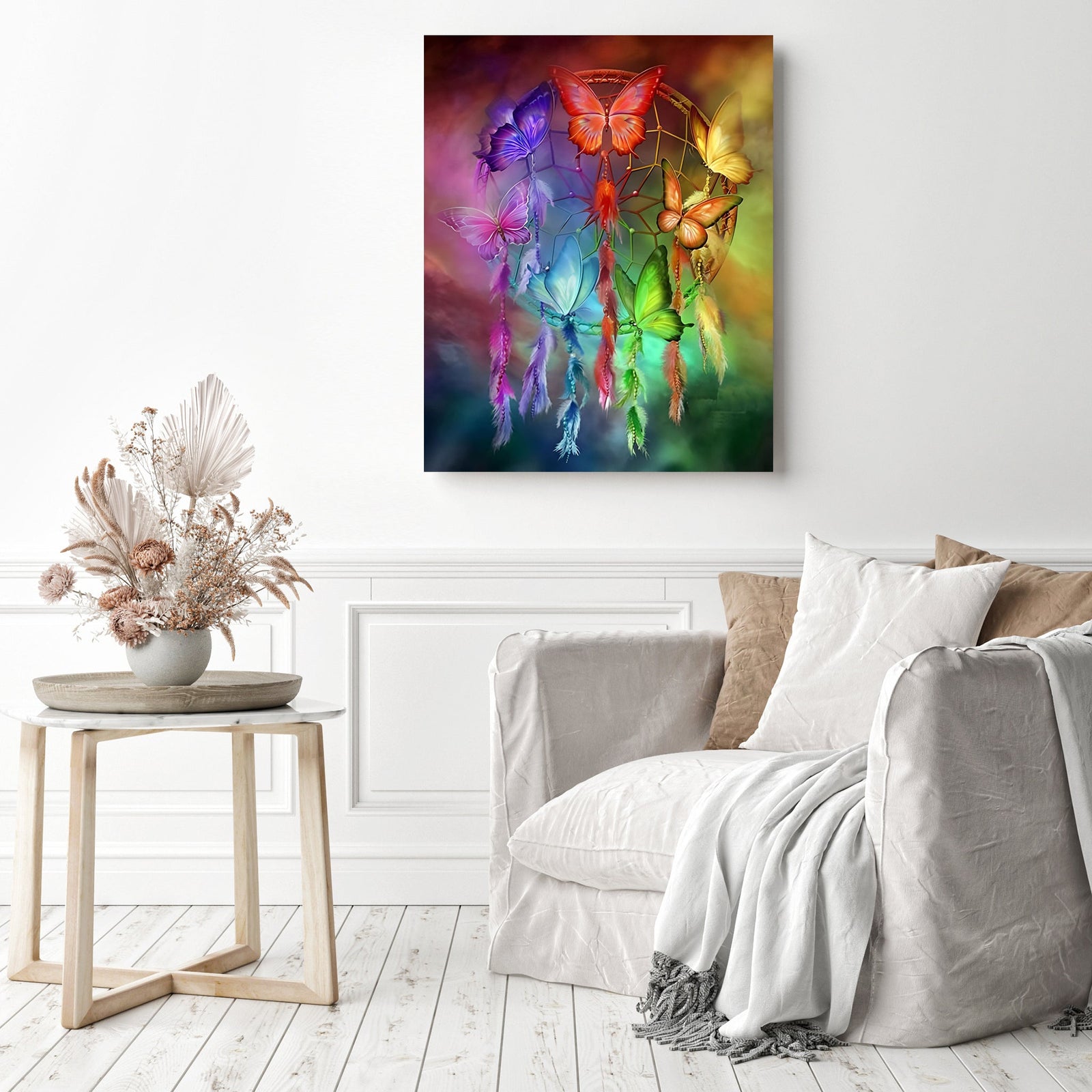 Dream Catcher Colorful Butterfly | Diamond Painting Displayed as Home Decor