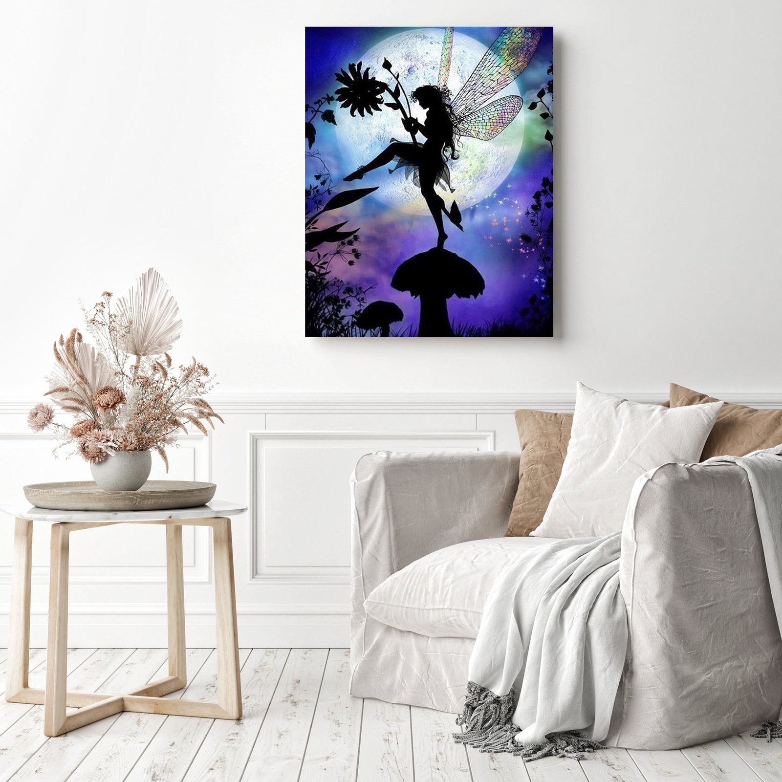 Fantasy Dream Moon Sky Fairy | Diamond Painting Displayed as Home Decor