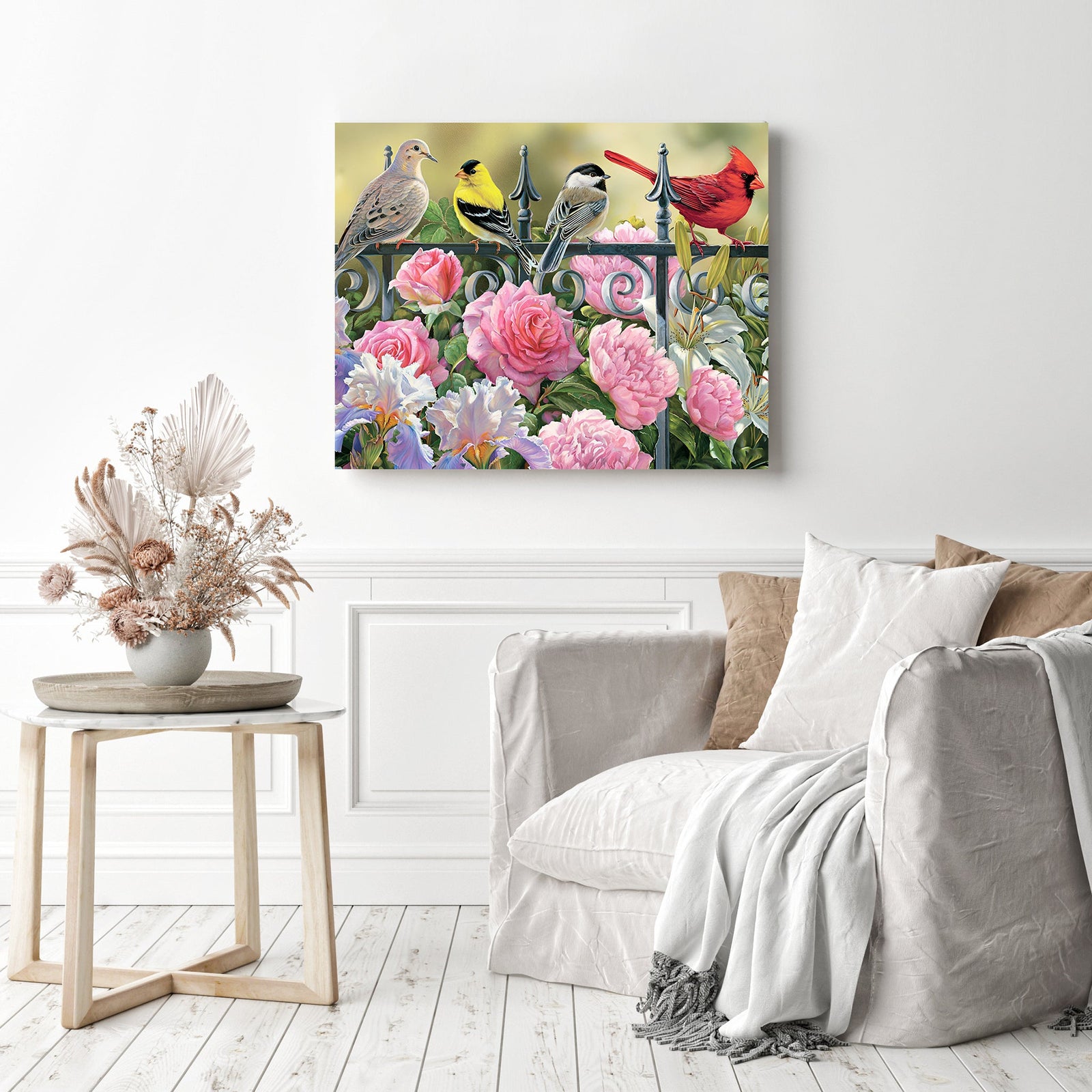 Flower And Birds | Diamond Painting Displayed as Home Decor