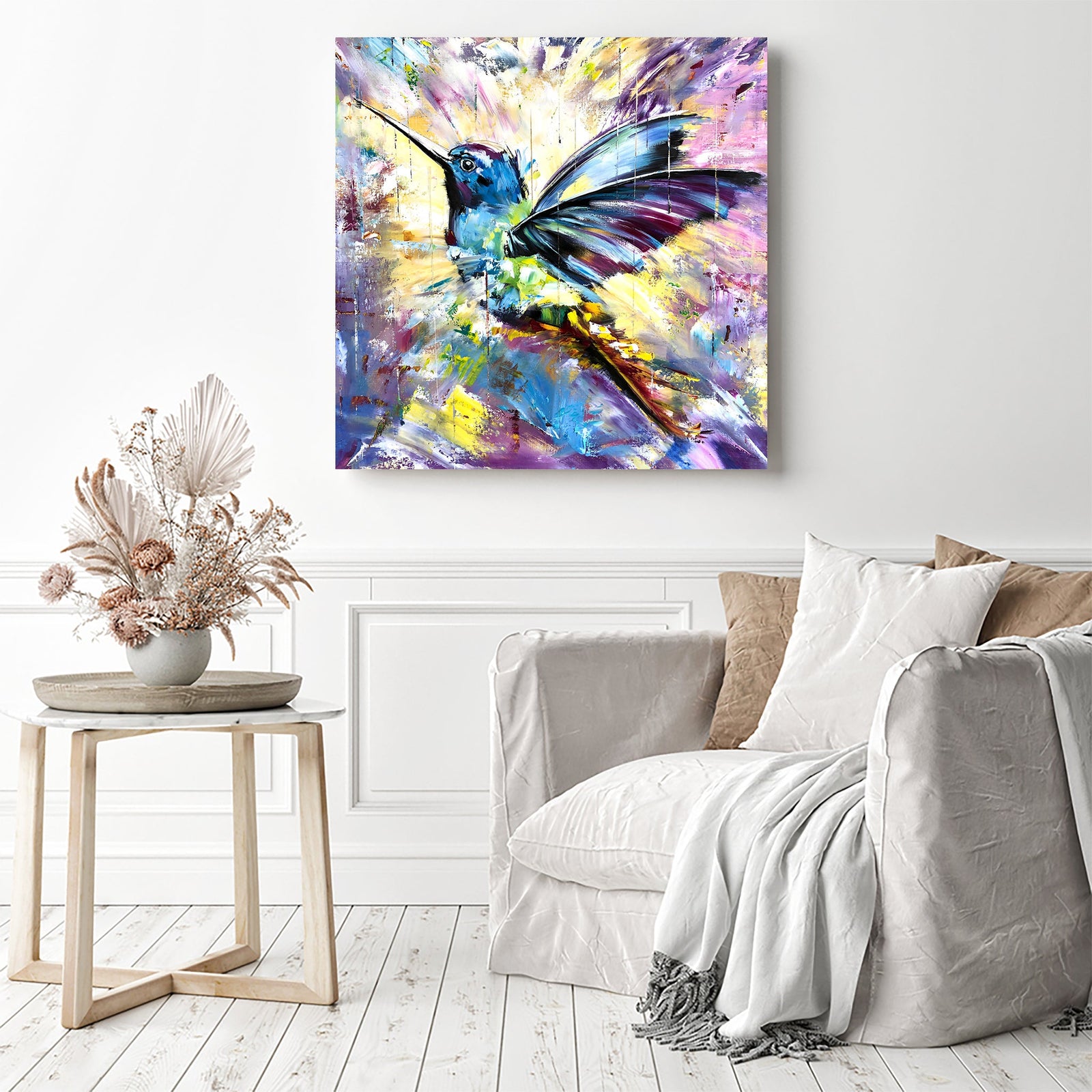 Hummingbird Modern | Diamond Painting Displayed as Home Decor