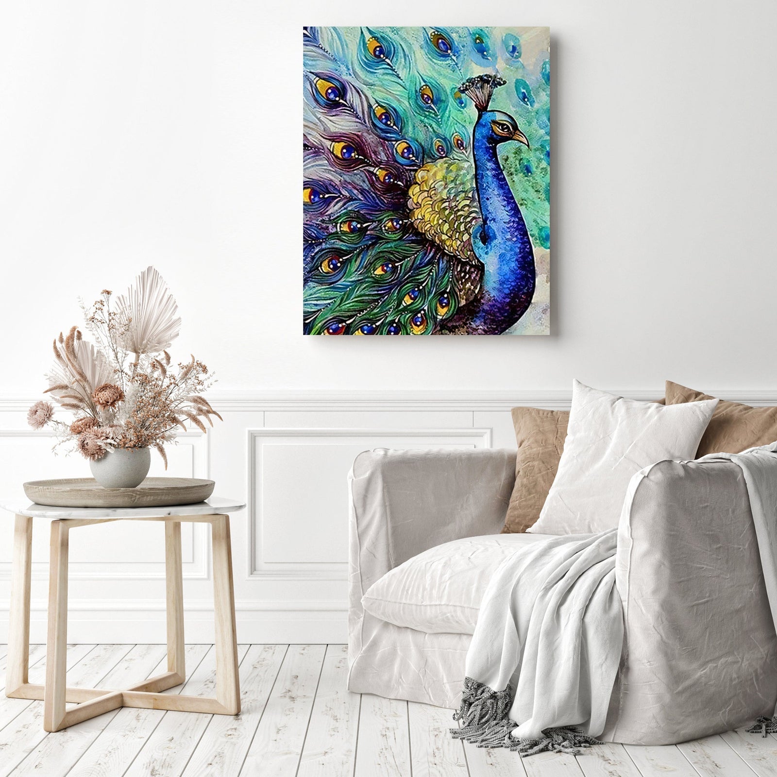 Peacock Showcase | Diamond Painting Displayed as Home Decor