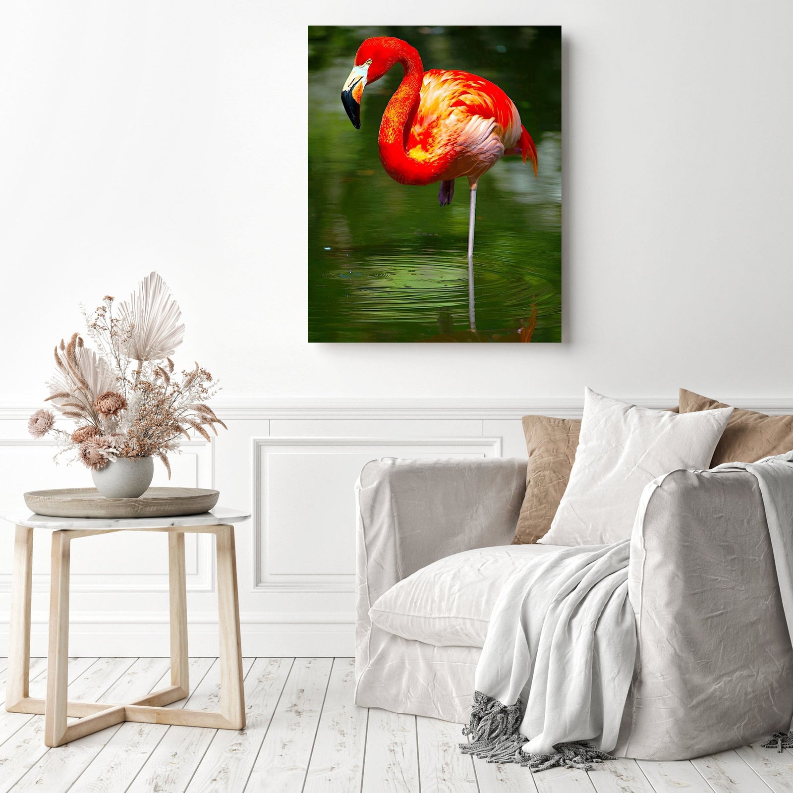 Flamingo Reflection | Diamond Painting Displayed as Home Decor