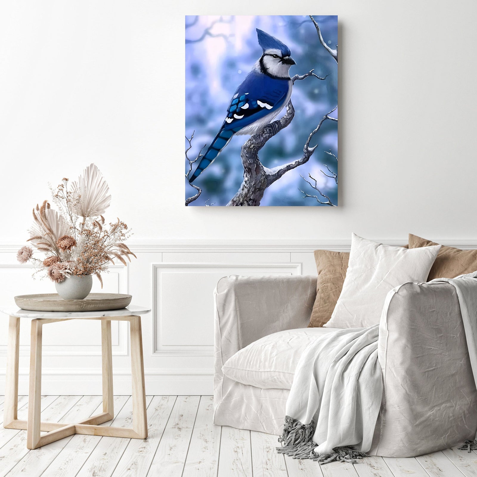 Bird Blue Jay | Diamond Painting Displayed as Home Decor