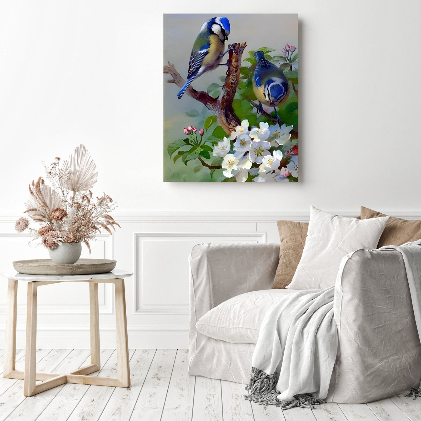 Flower Birds | Diamond Painting Displayed as Home Decor