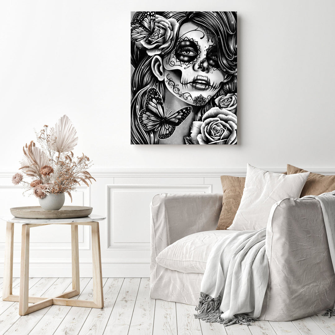 Black and White Skull Girl | Diamond Painting