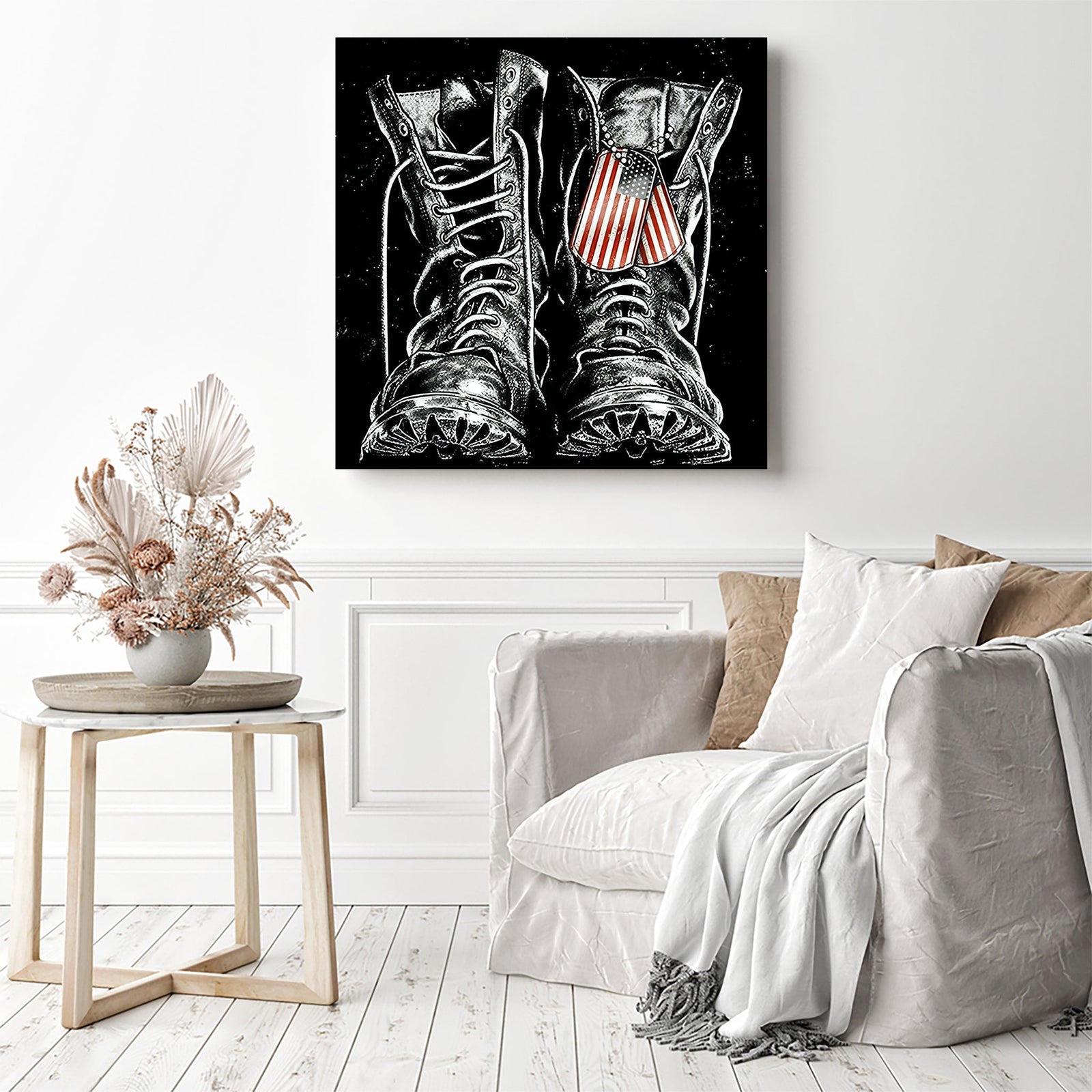 Black Shoes | Diamond Painting Displayed as Home Decor