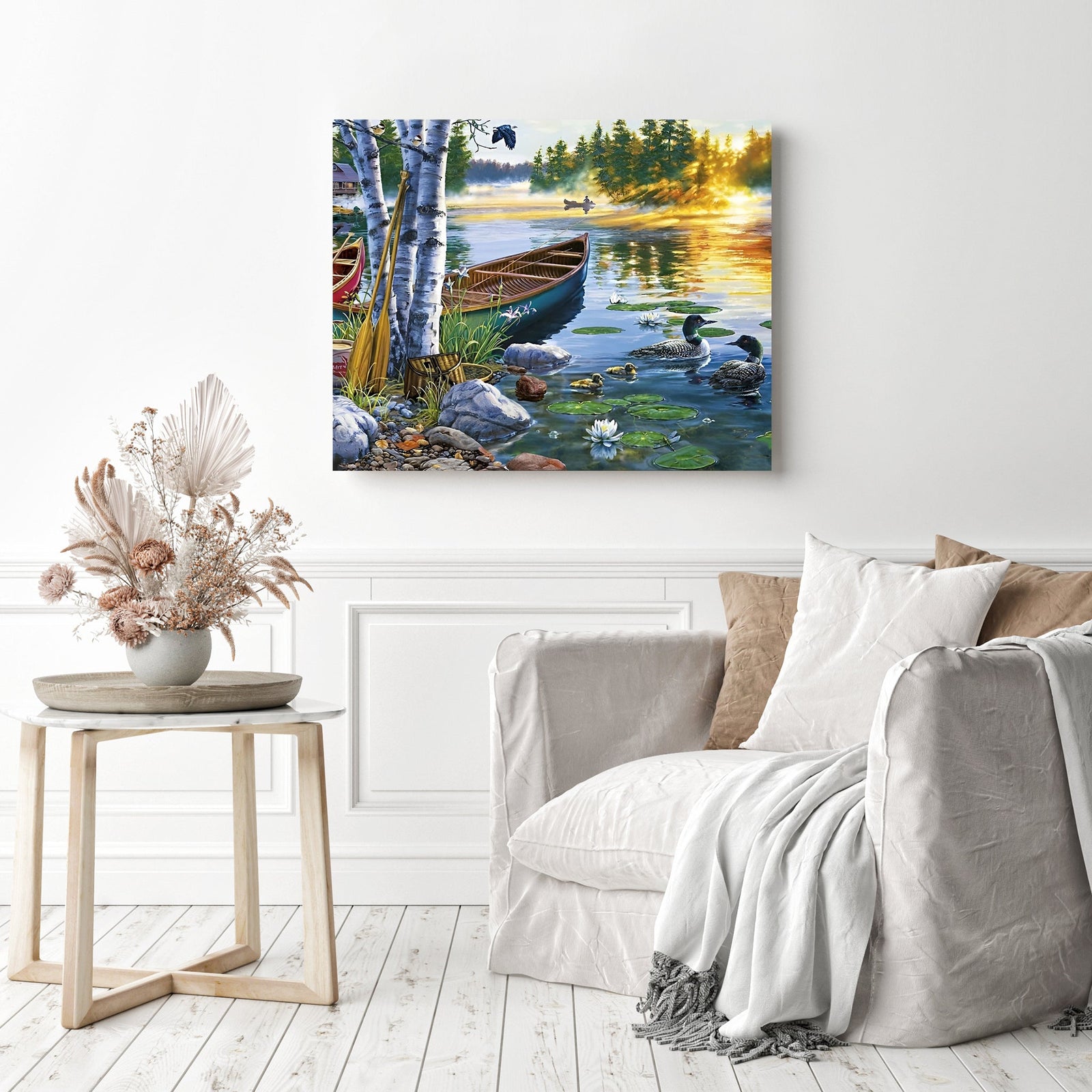 Calm Waters Boat | Diamond Painting Displayed as Home Decor