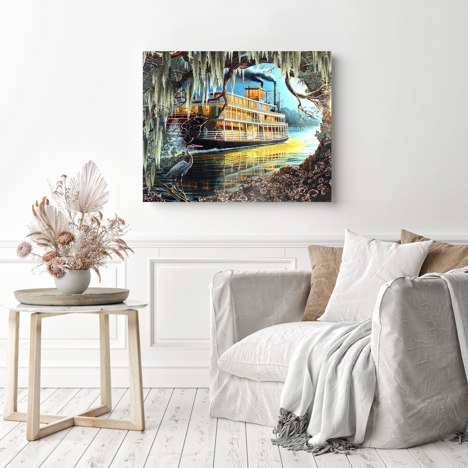 Cruise Ship | Diamond Painting Displayed as Home Decor