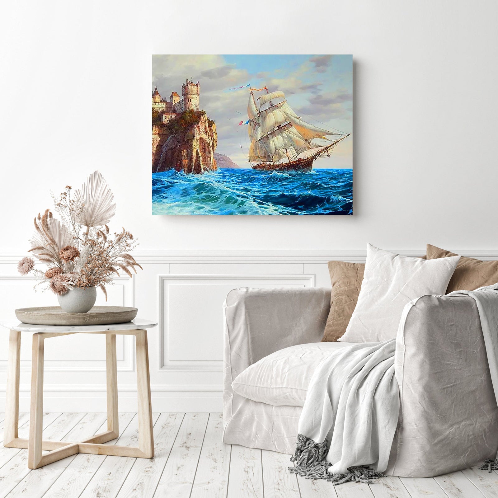 Sailboats in the Wind | Diamond Painting Displayed as Home Decor