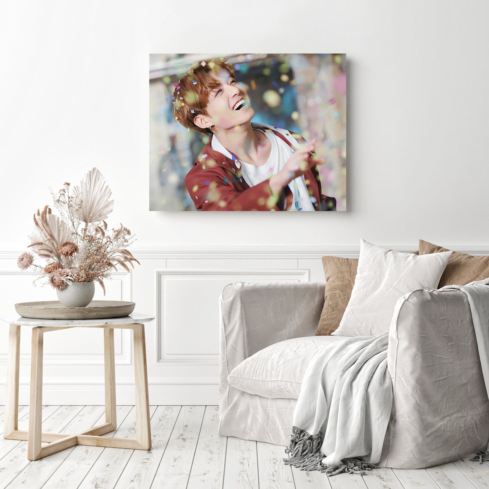 BTS Jungkook Sparkles | Diamond Painting Displayed as Home Decor