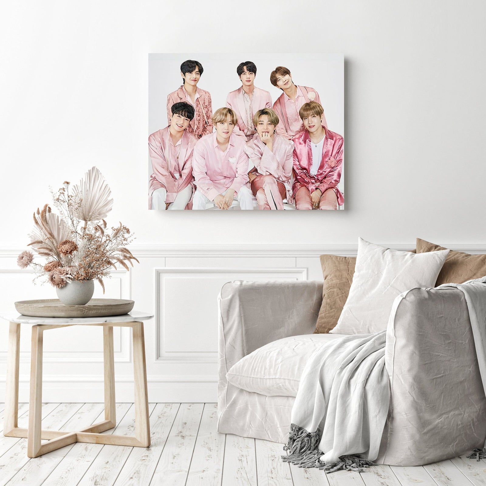 BTS in Pink | Diamond Painting Displayed as Home Decor