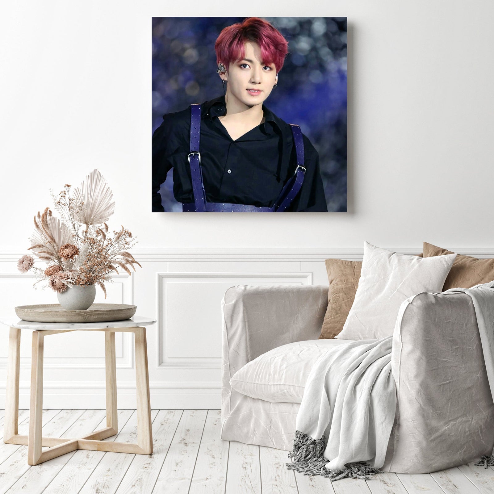 Jungkook Red Hair | Diamond Painting Displayed as Home Decor