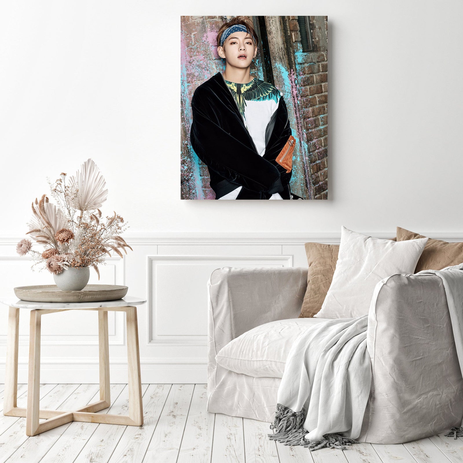 BTS V Portrait | Diamond Painting Displayed as Home Decor