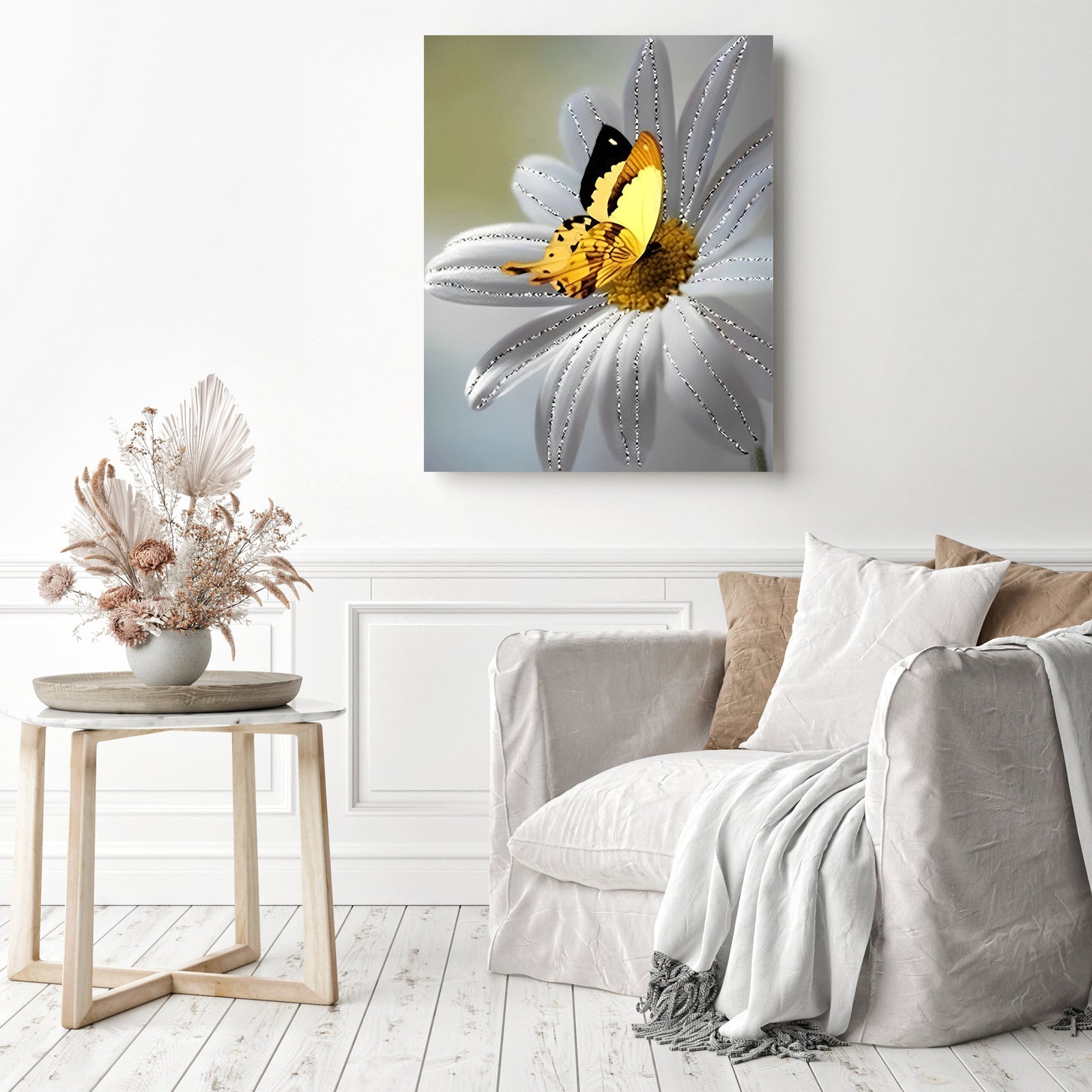 Golden Butterfly | Diamond Painting Displayed as Home Decor