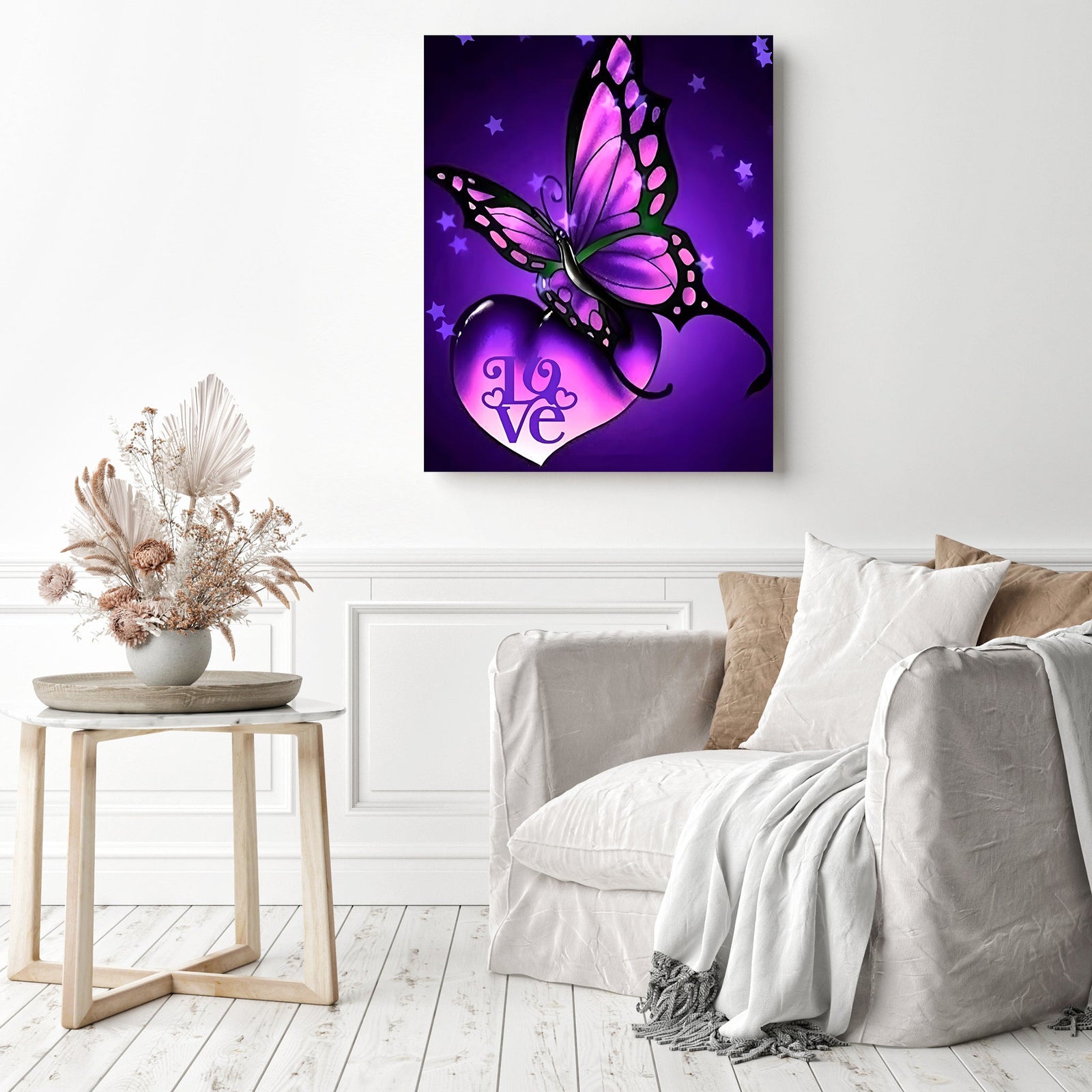 Butterfly Love | Diamond Painting Displayed as Home Decor