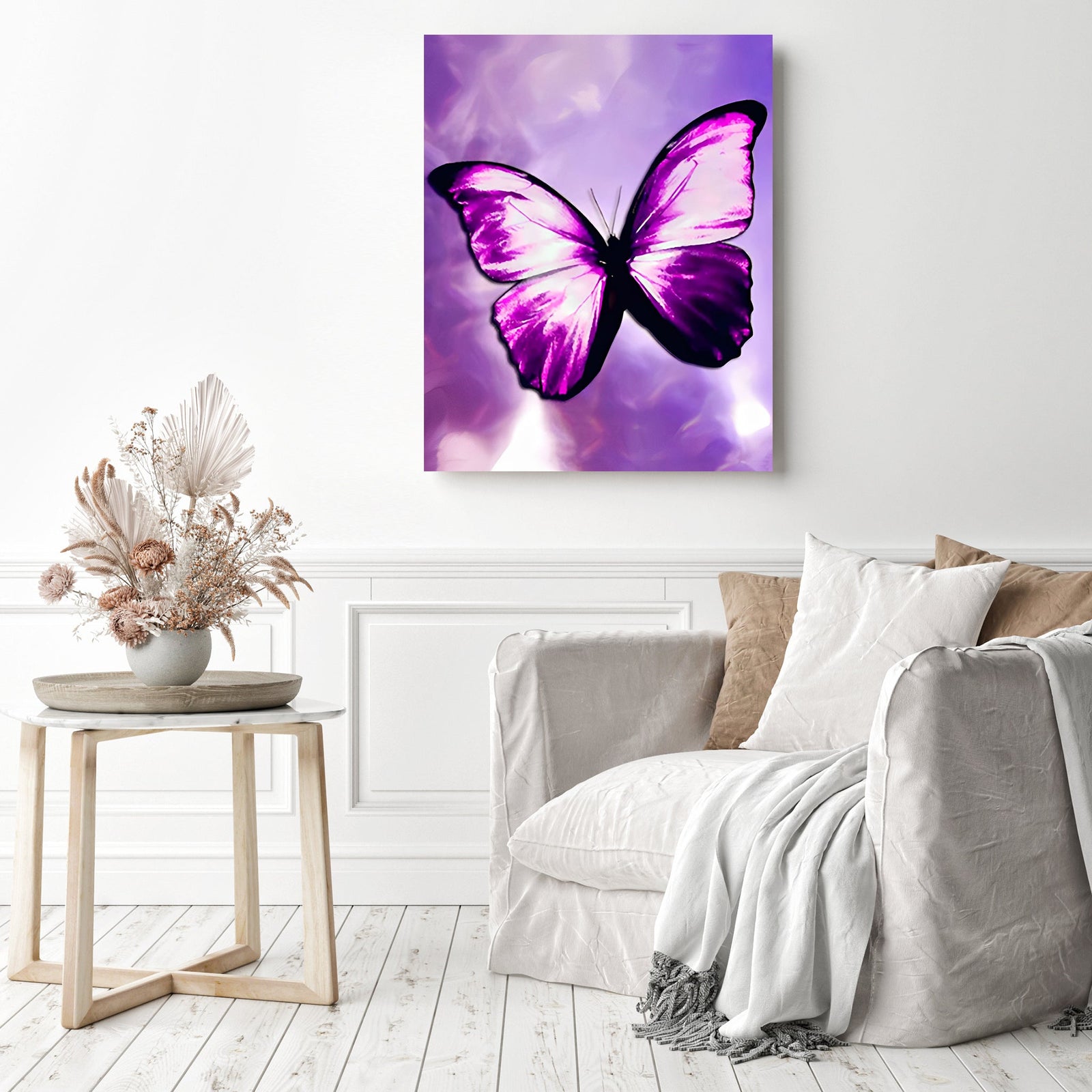 Purple Butterfly | Diamond Painting Displayed as Home Decor