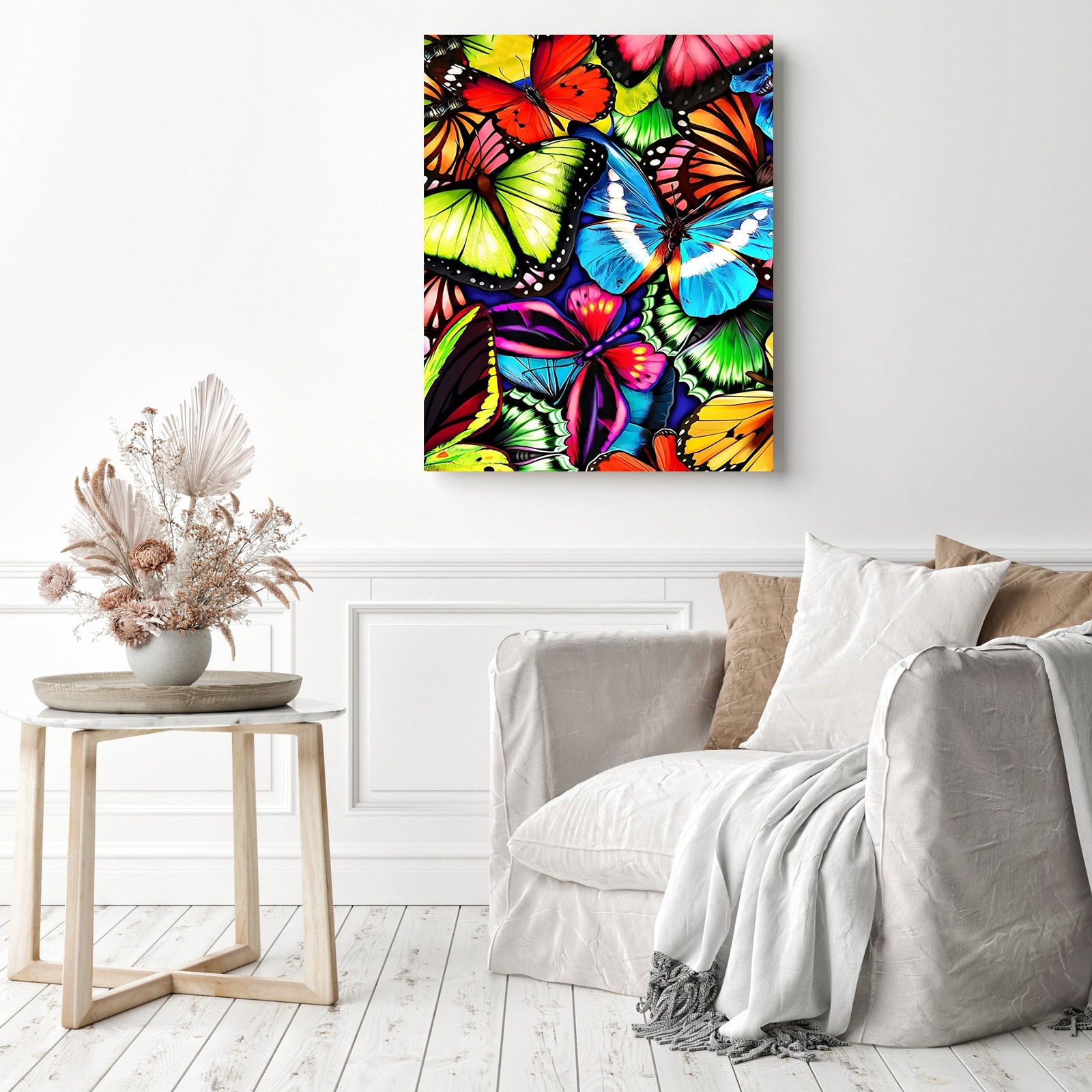 Vibrant Butterflies | Diamond Painting Displayed as Home Decor