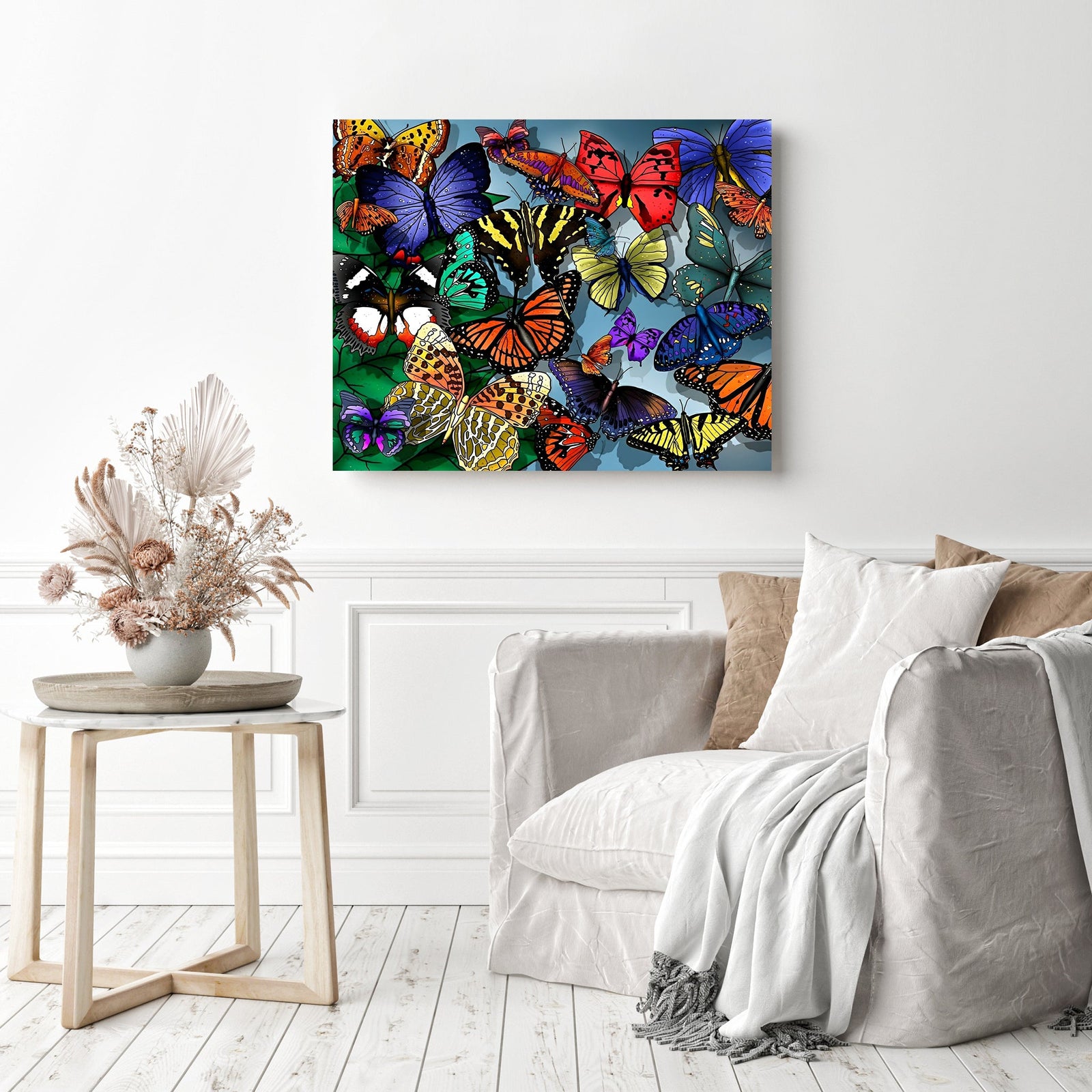 Colorful Butterflies | Diamond Painting Displayed as Home Decor