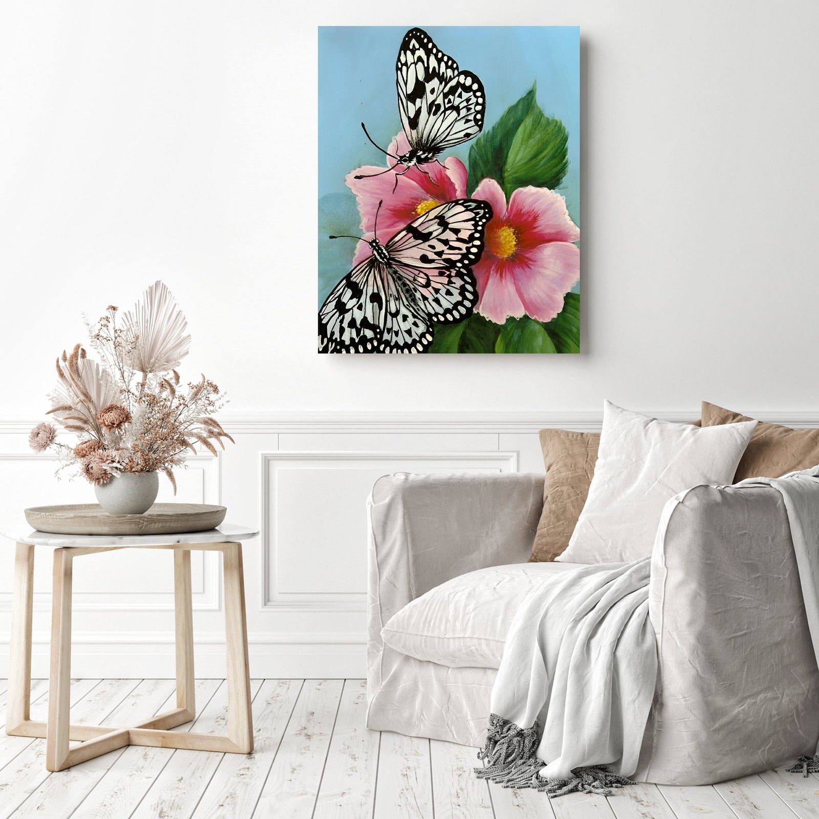 Two Butterflies | Diamond Painting Displayed as Home Decor