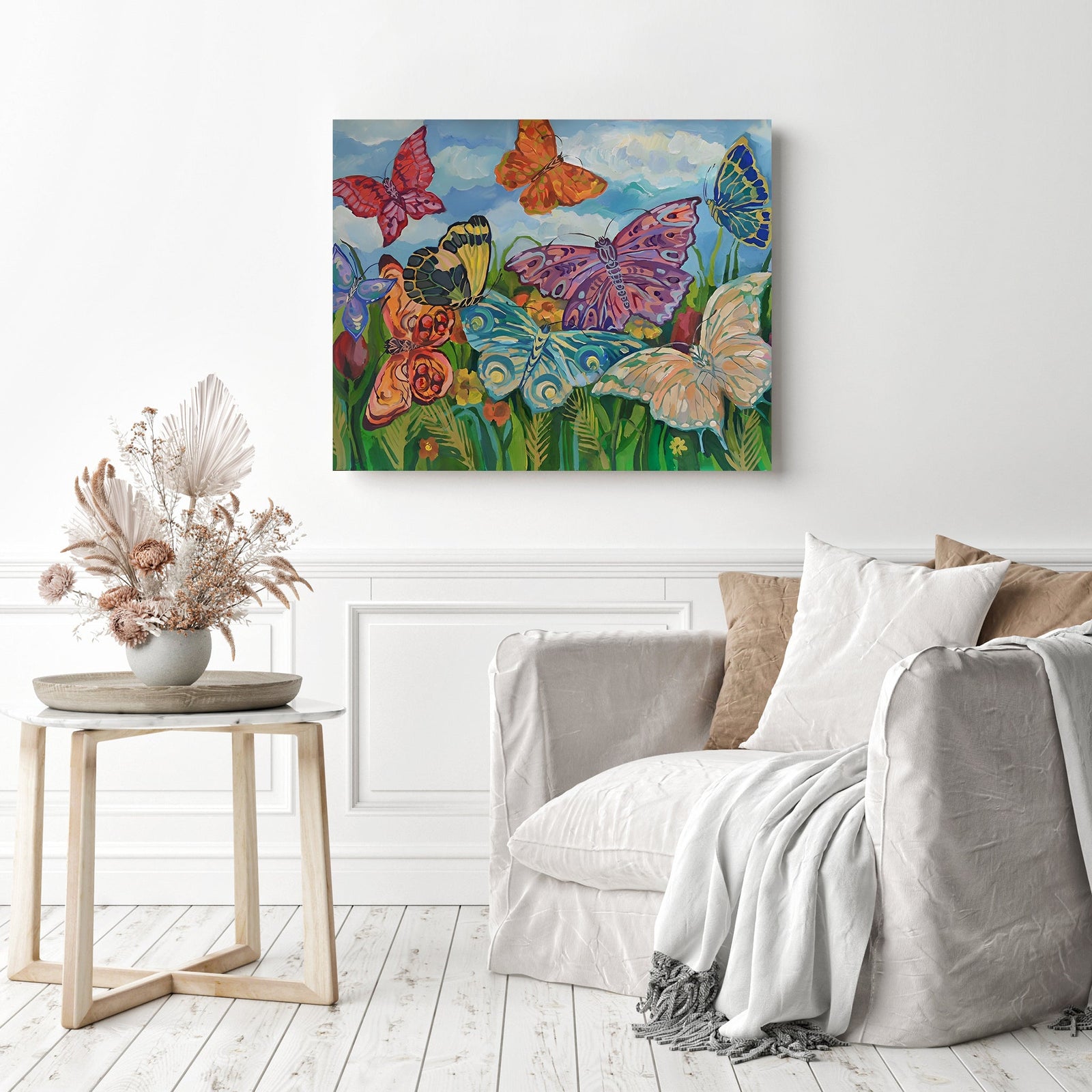 Butterflies in Flight | Diamond Painting Displayed as Home Decor