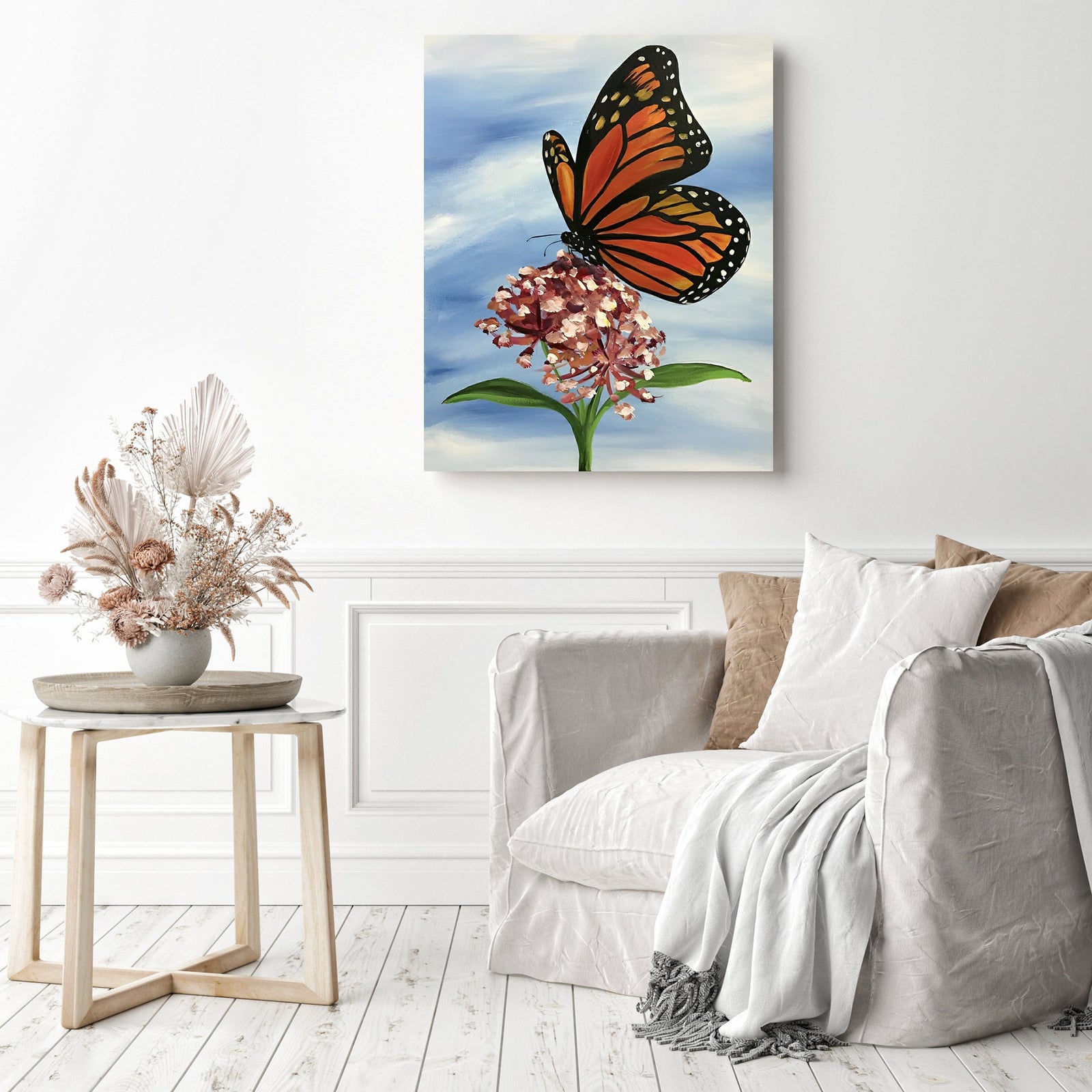 Monarch Butterfly Serenade | Diamond Painting Displayed as Home Decor