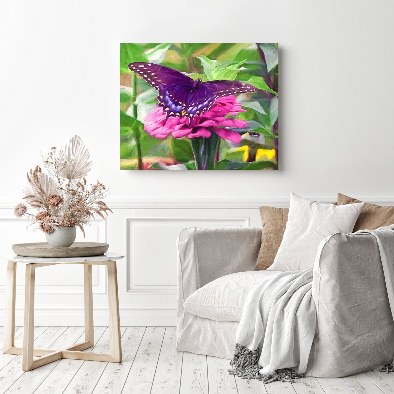 Violet Butterfly | Diamond Painting Displayed as Home Decor