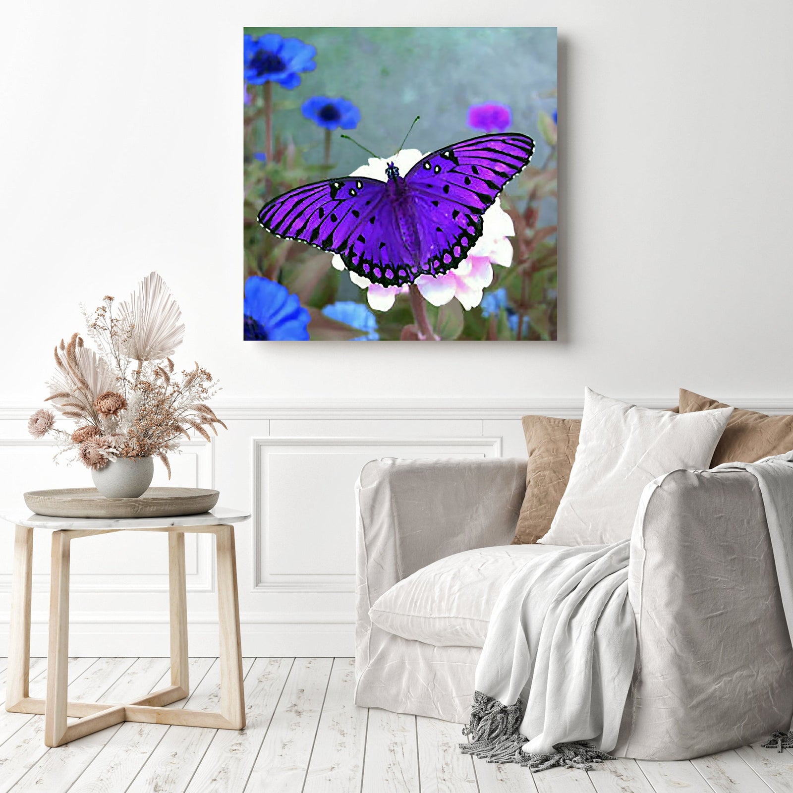 Lilac Butterfly | Diamond Painting Displayed as Home Decor