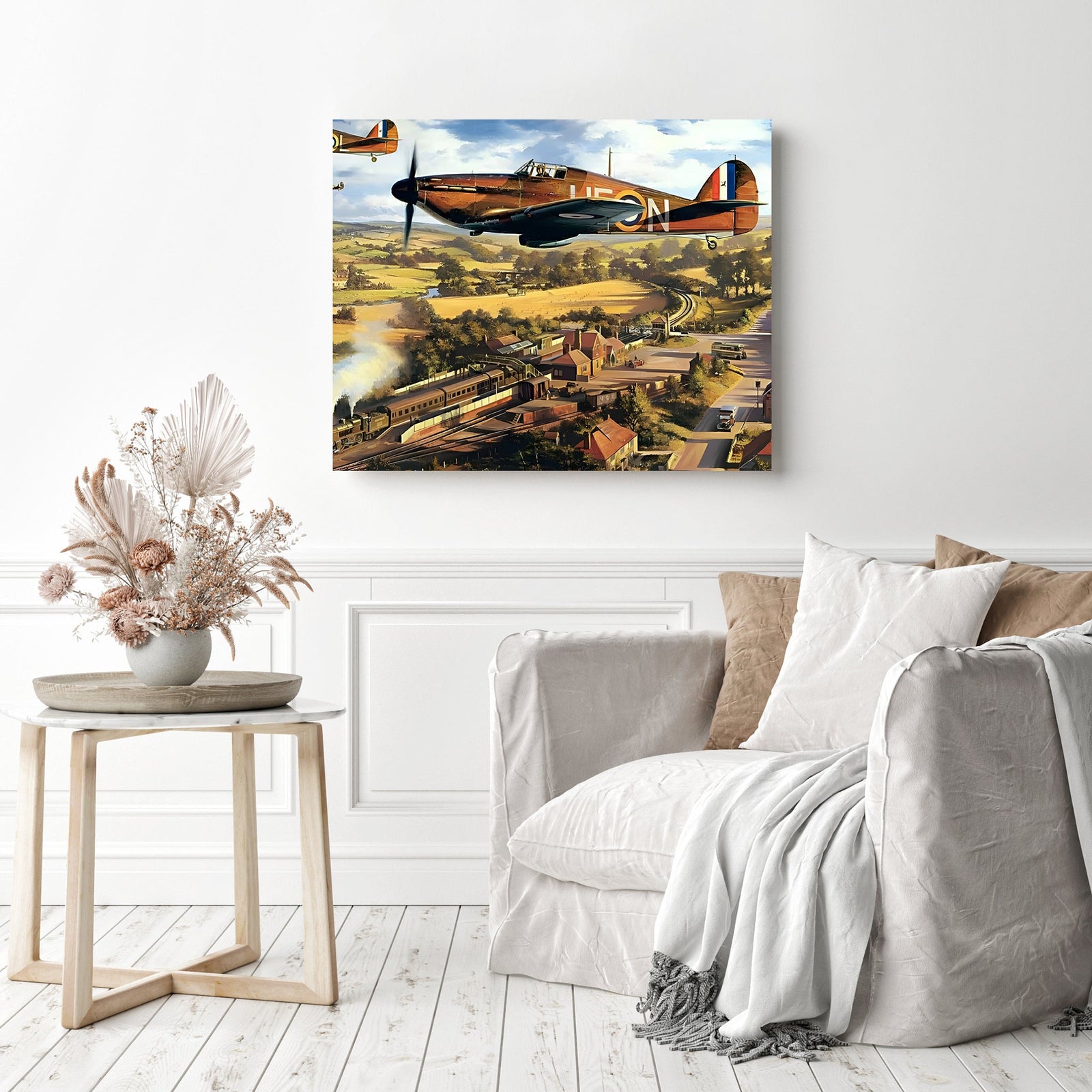 Warplane over Paris | Diamond Painting Displayed as Home Decor