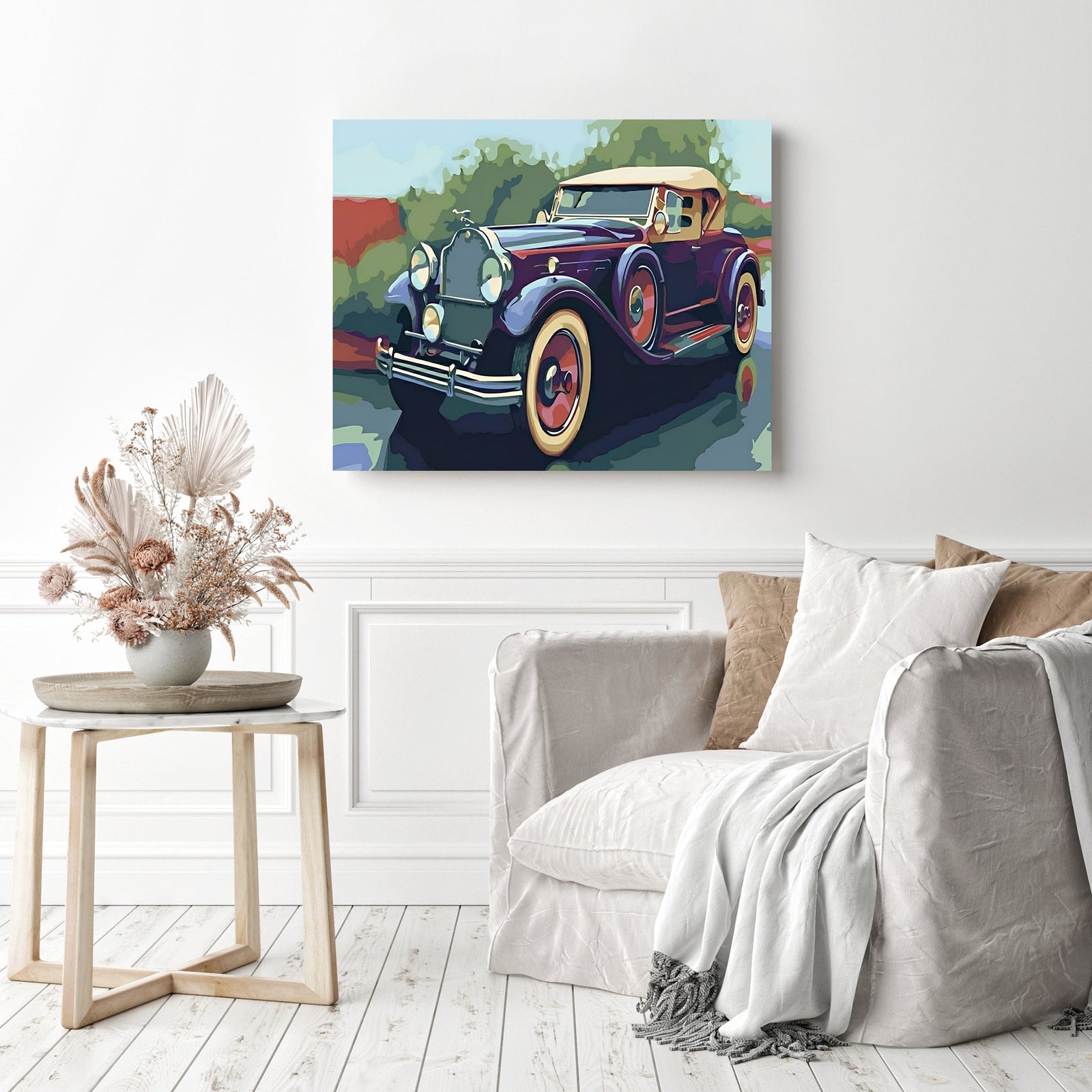 Classic Car | Diamond Painting Displayed as Home Decor