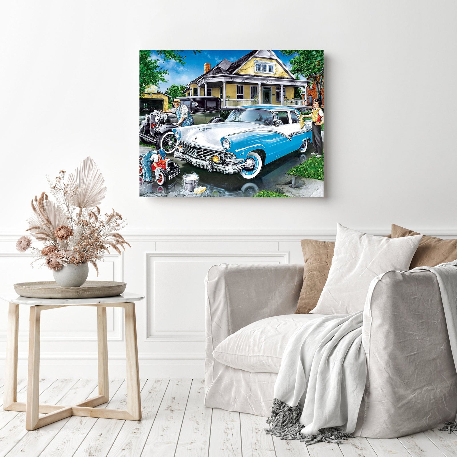 Day of Car Wash | Diamond Painting Displayed as Home Decor