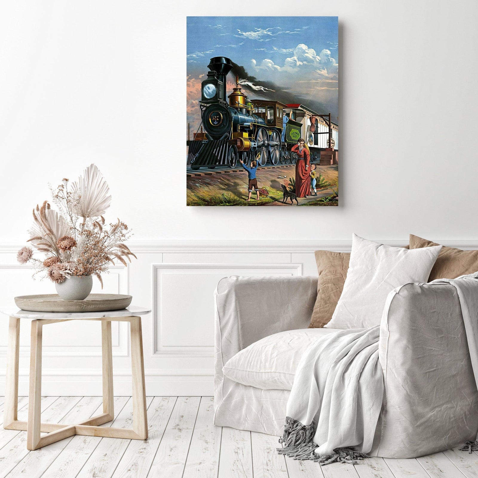 Old Steam Train | Diamond Painting Displayed as Home Decor