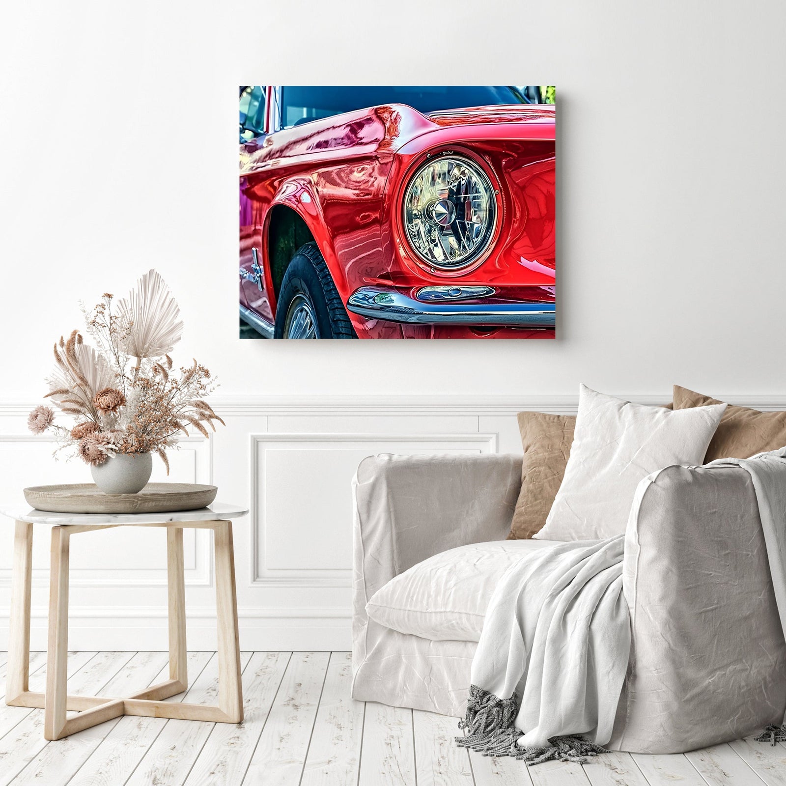 Red Cardiac Car | Diamond Painting Displayed as Home Decor