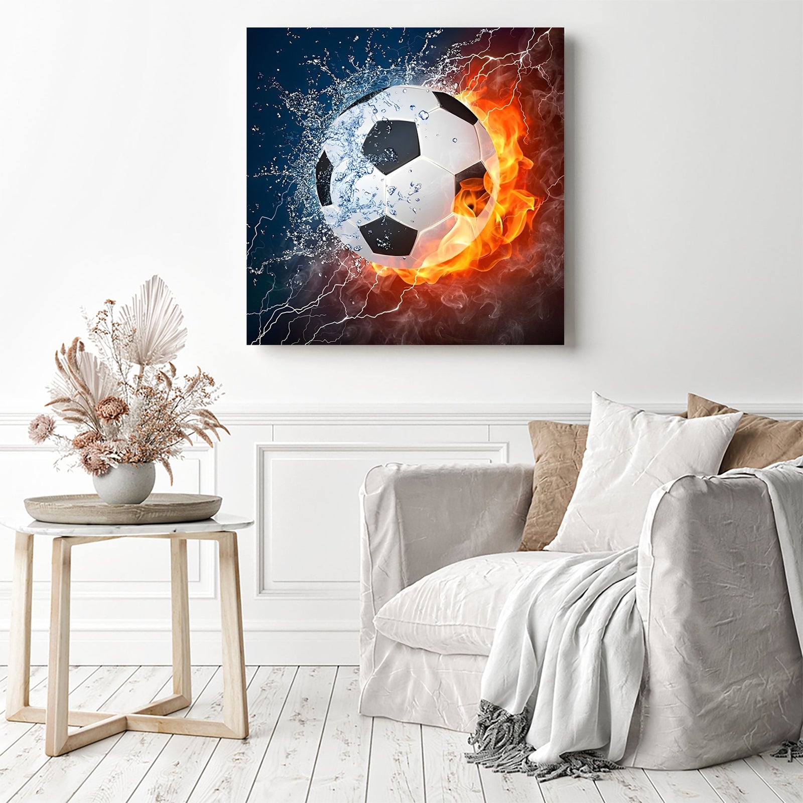 Football | Diamond Painting Displayed as Home Decor