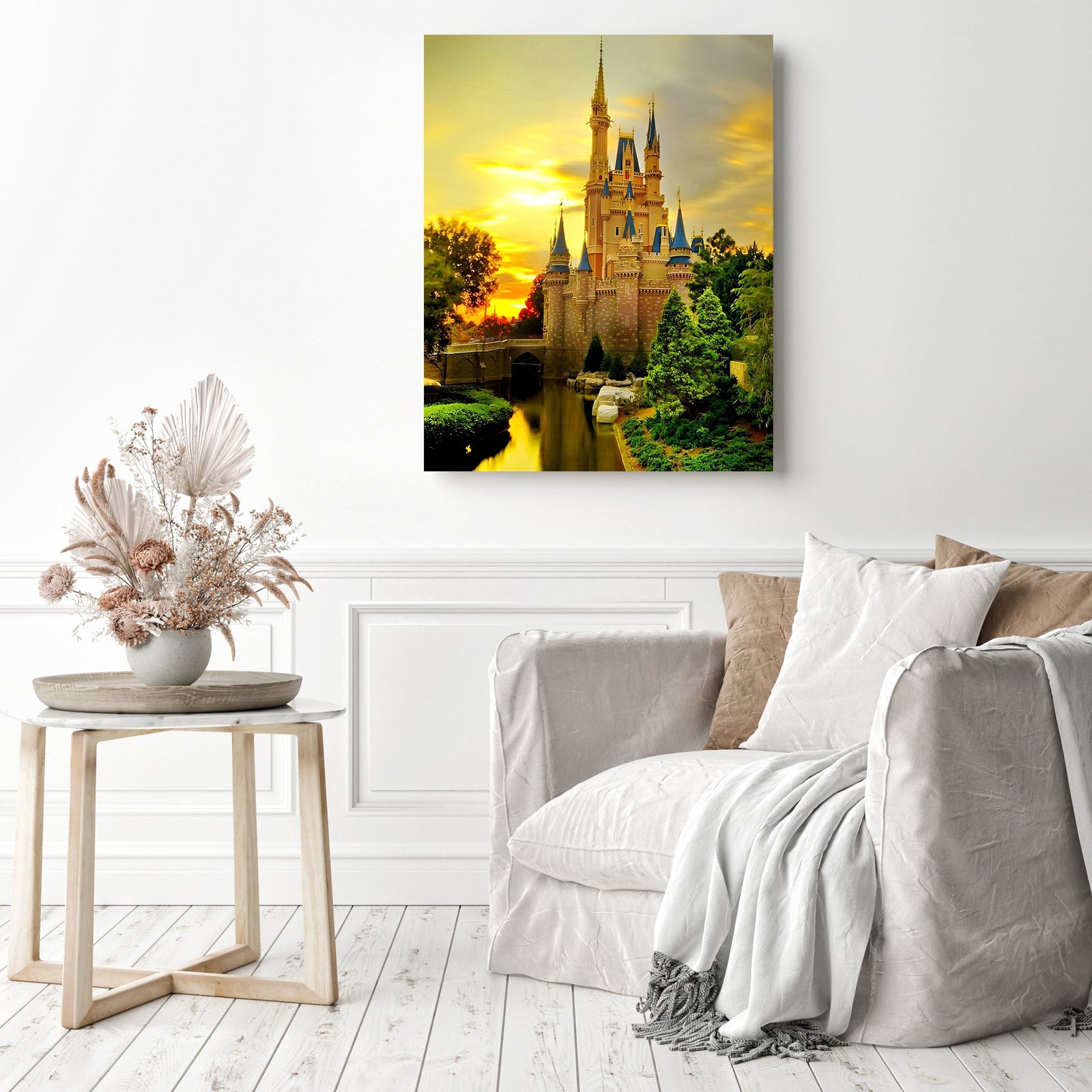 Castle under Sunset | Diamond Painting Displayed as Home Decor