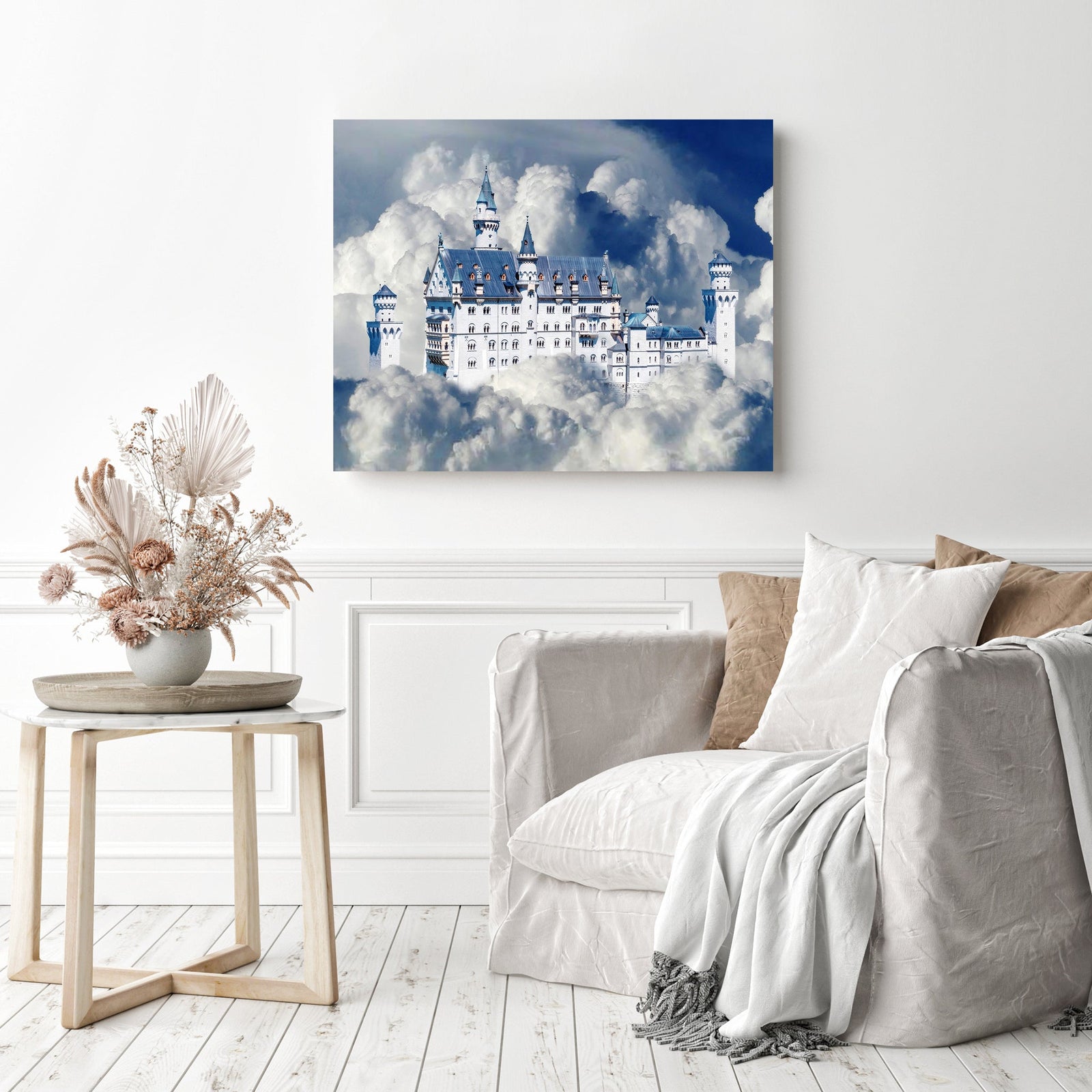 Castle in the Clouds | Diamond Painting Displayed as Home Decor