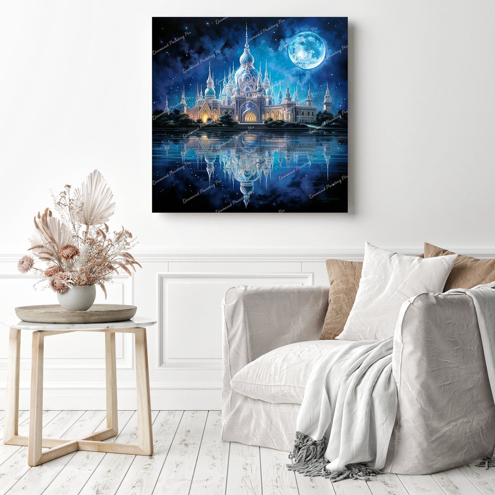 Nocturnal Palace | Diamond Painting Displayed as Home Decor