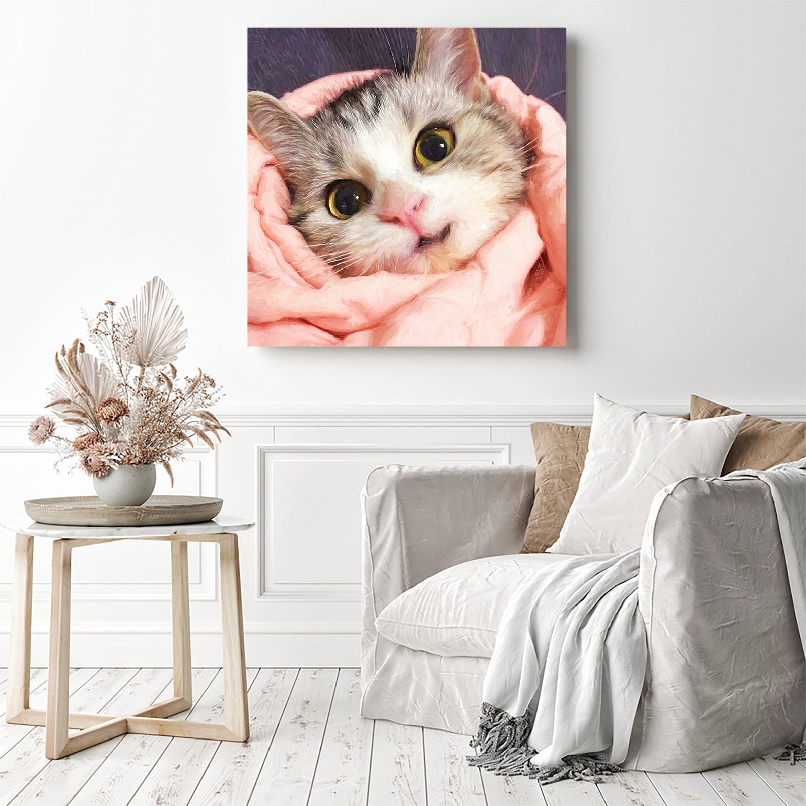 Adorable Cat | Diamond Painting Displayed as Home Decor