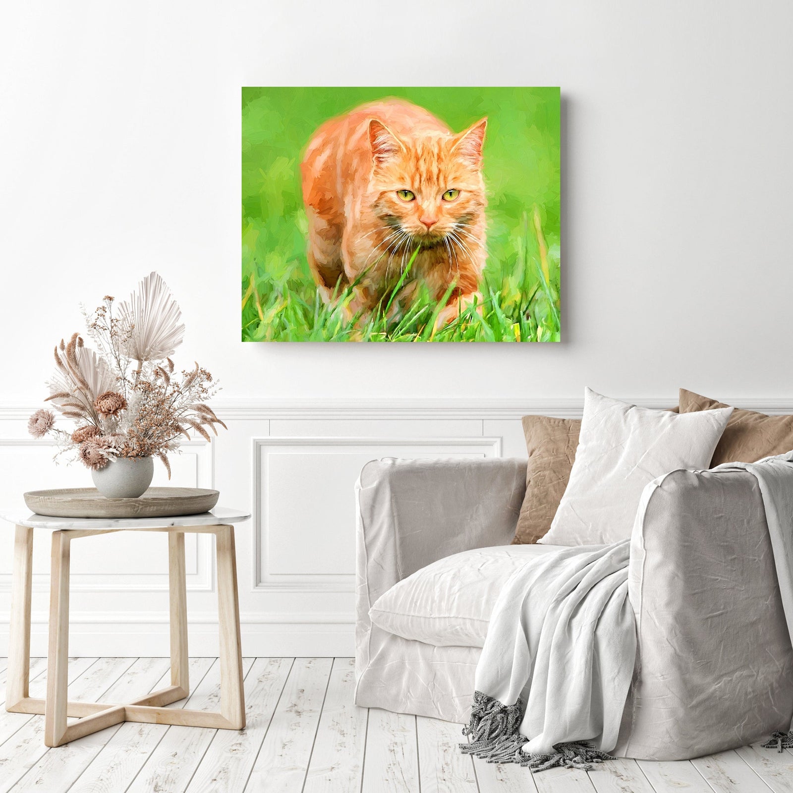 Orange Tabby Cat | Diamond Painting Displayed as Home Decor