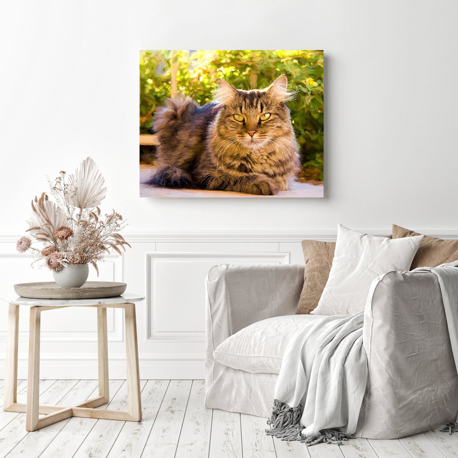 Colorful Tabby Cat | Diamond Painting Displayed as Home Decor