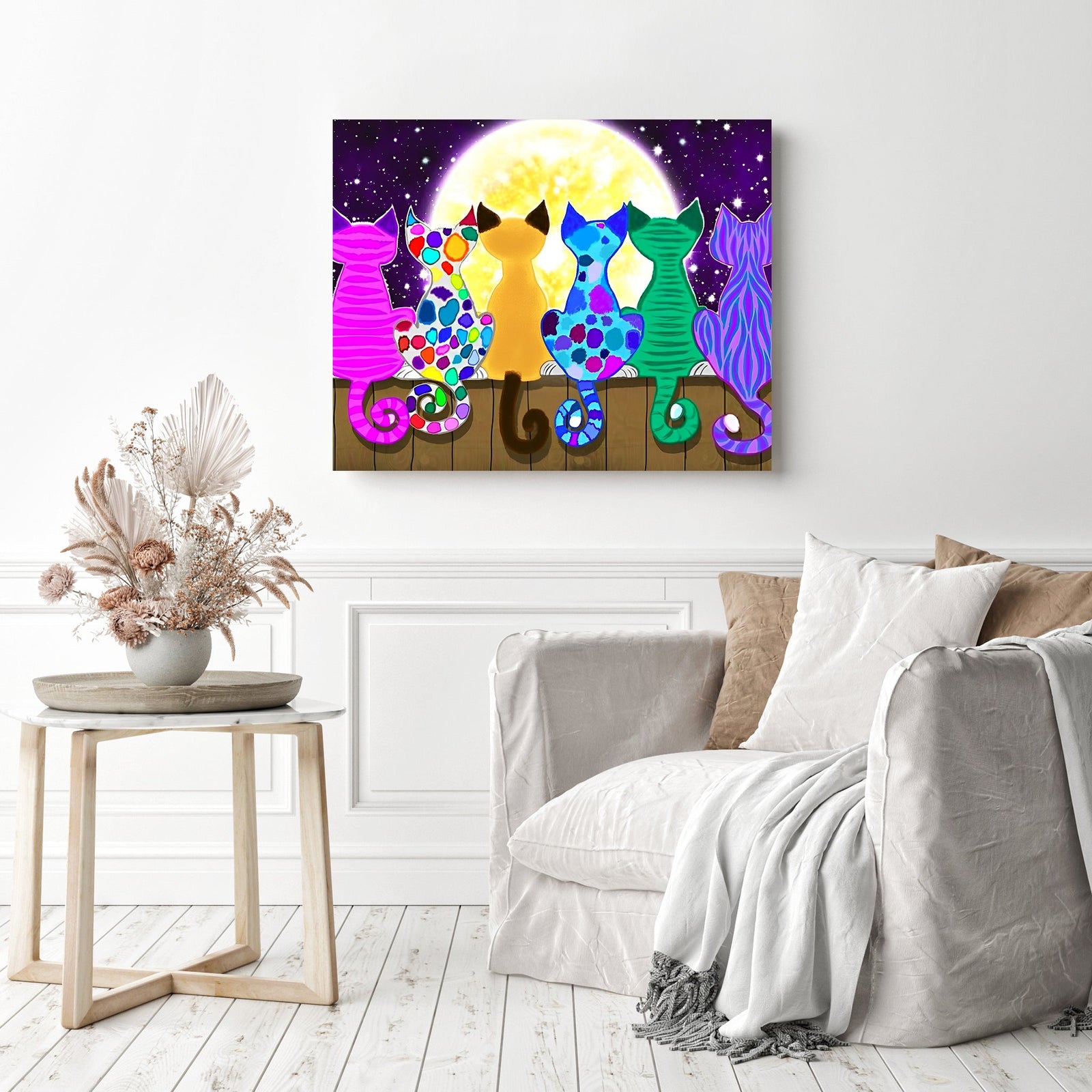 Moon Shadow Meow | Diamond Painting Displayed as Home Decor