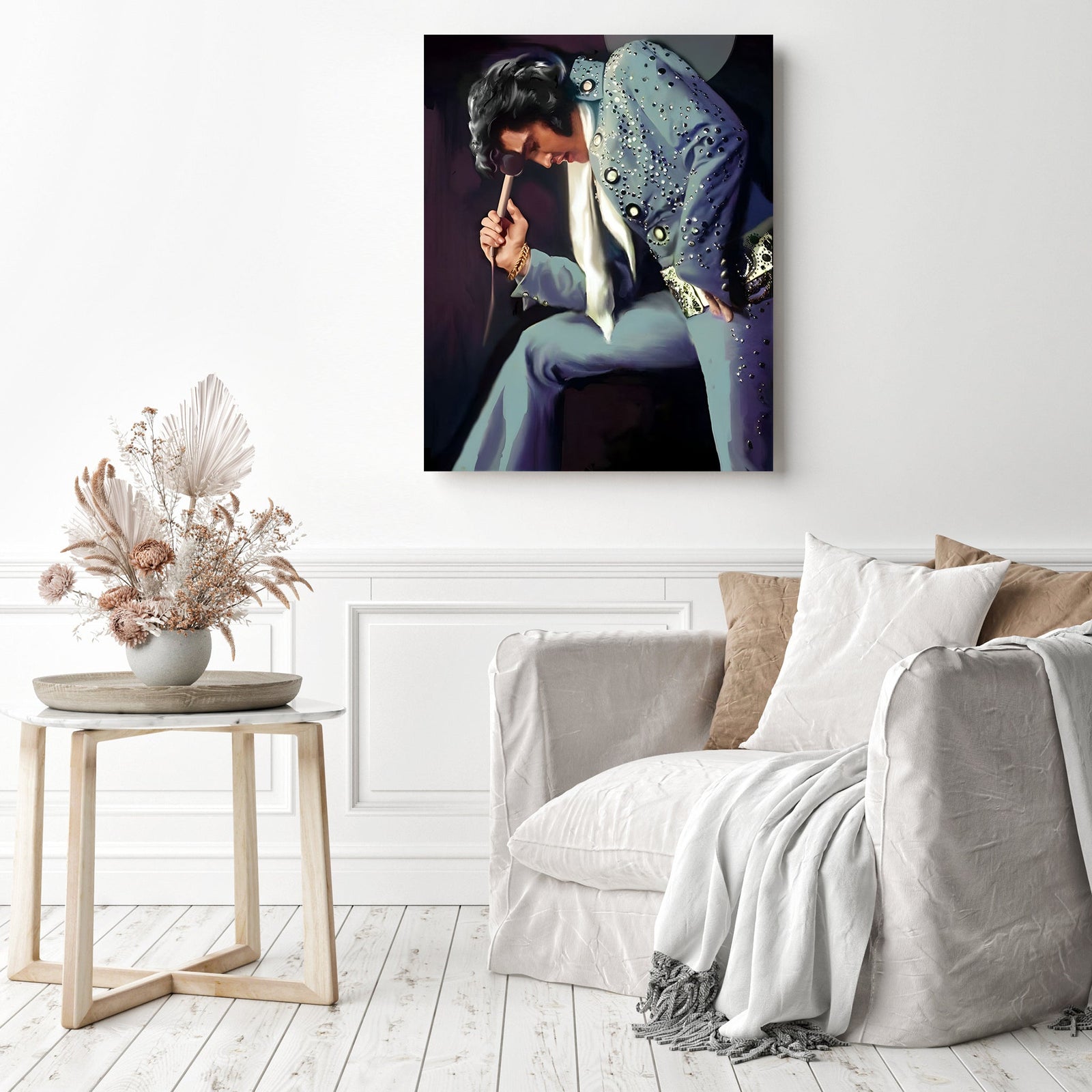 Elvis Singing | Diamond Painting Displayed as Home Decor